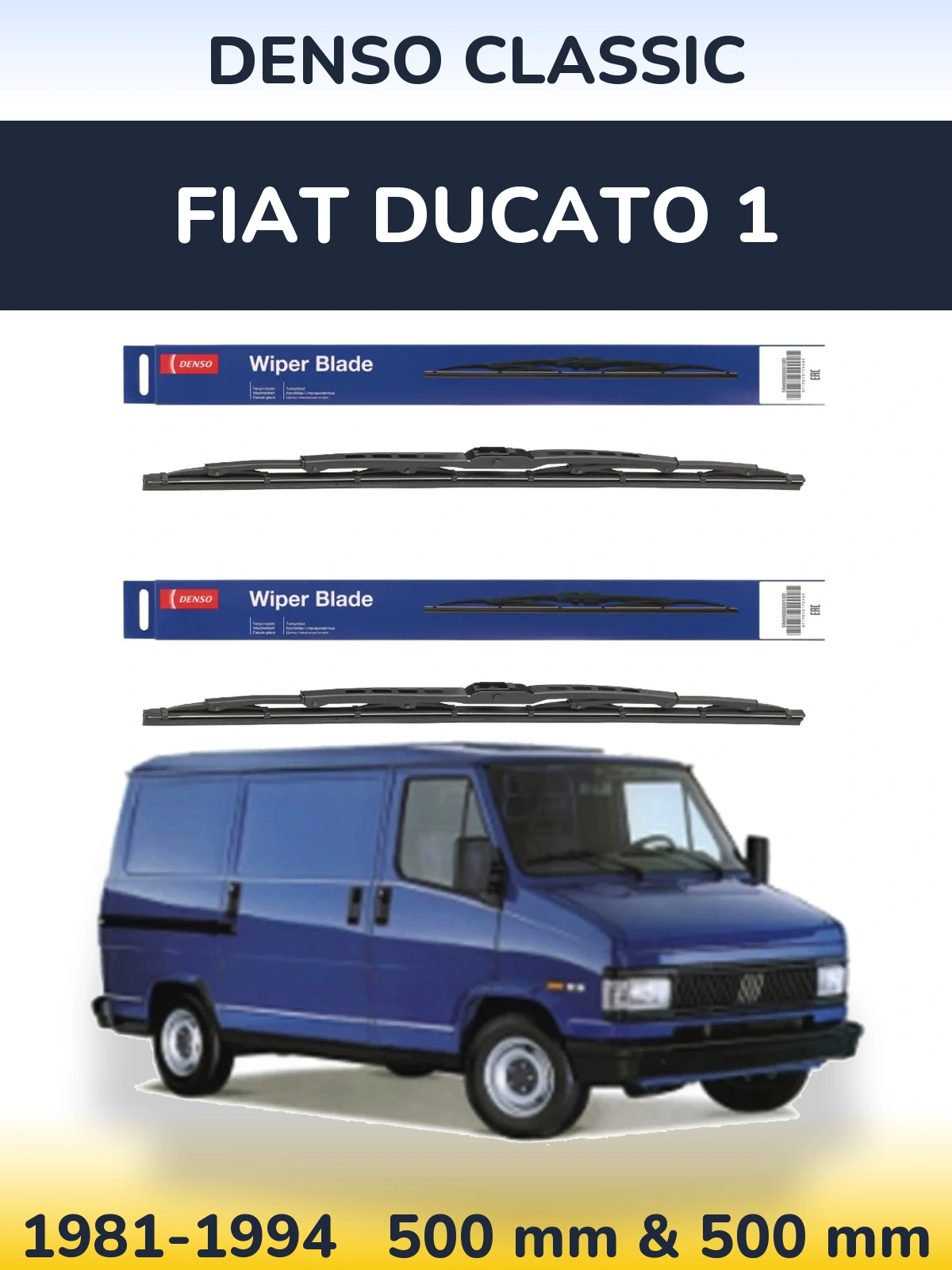 Комплект передніх щіток Denso Classic 500 & 500 мм для Fiat Ducato 1 1981-1994