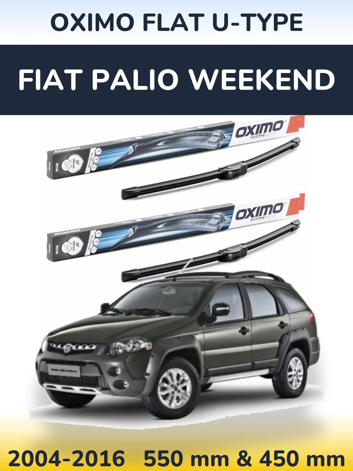 Komplet przednich wycieraczek Oximo Flat U-type 550 & 450 mm do Fiat Palio Weekend 2004-2016