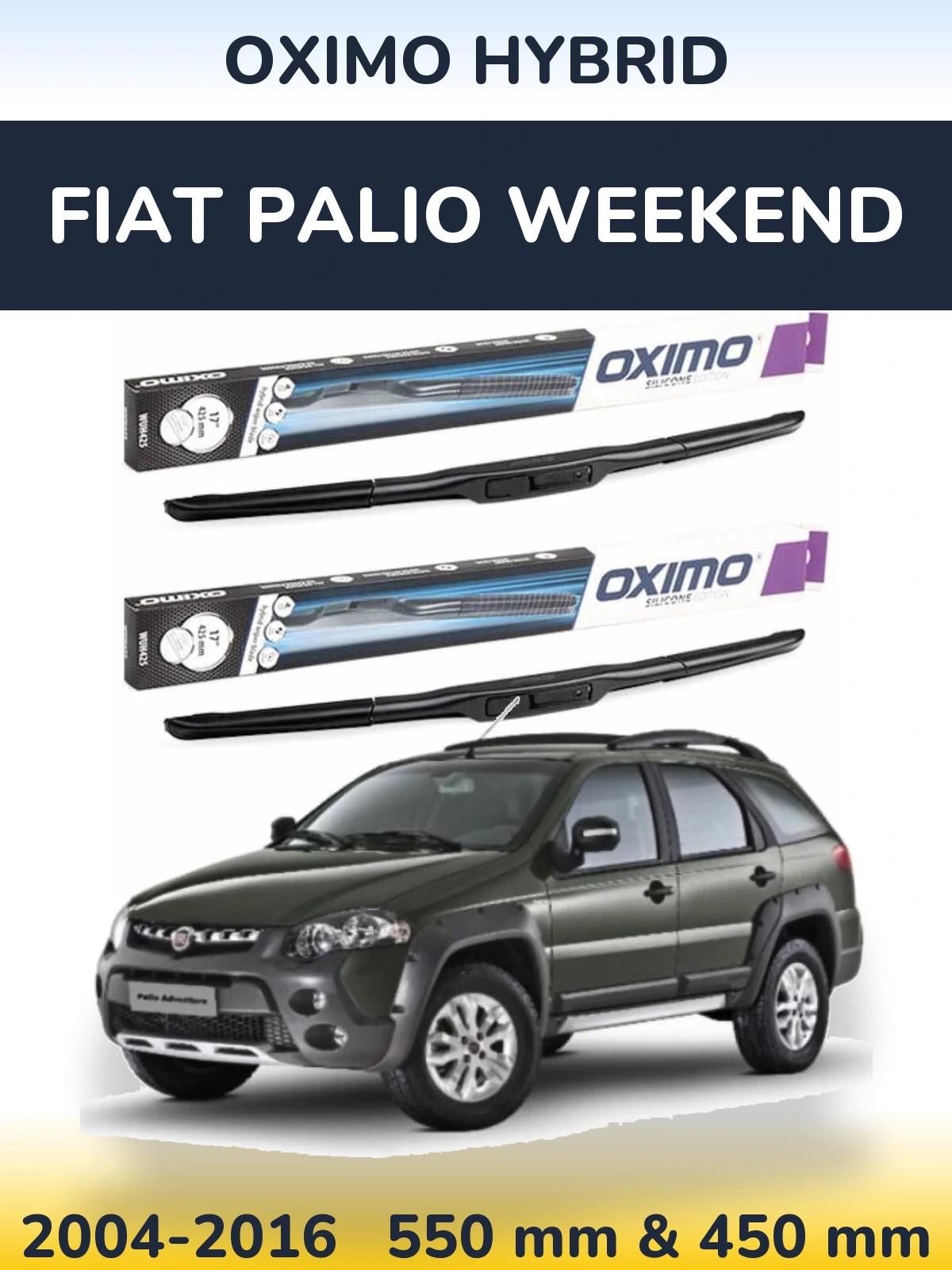 Komplet przednich wycieraczek Oximo Hybrid 550 & 450 mm do Fiat Palio Weekend 2004-2016
