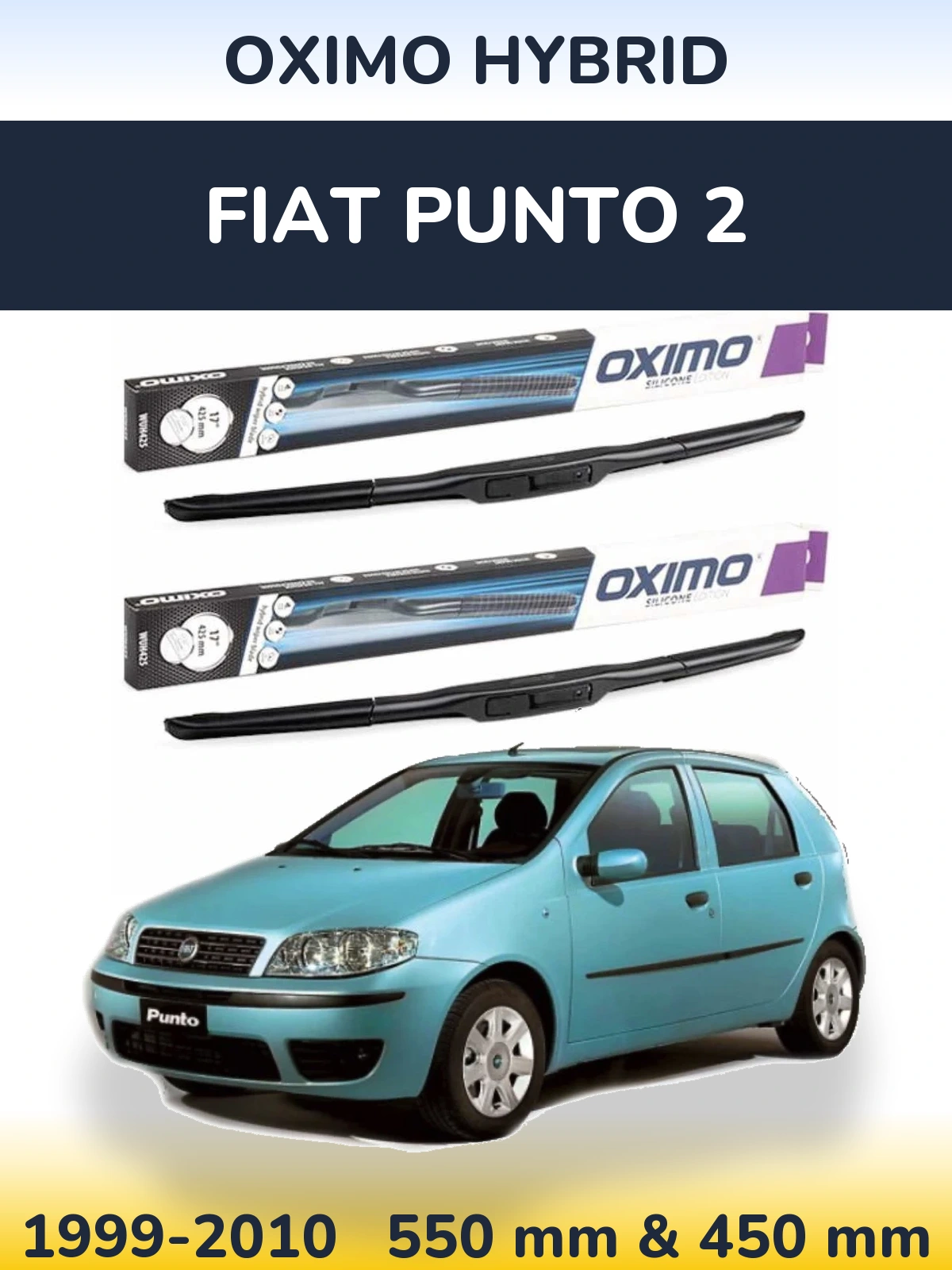 Front wiper blade set Oximo Hybrid 550 & 450 mm for Fiat Punto 2 1999-2010