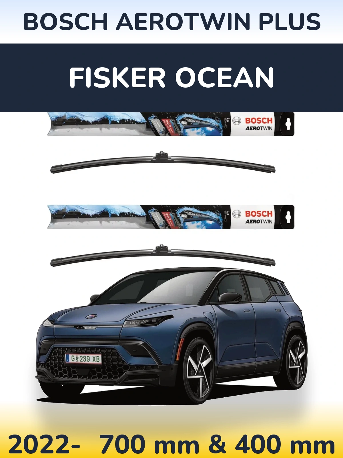 Комплект передніх щіток BOSCH AeroTwin Plus 700 & 400 мм для Fisker Ocean 2022-2026