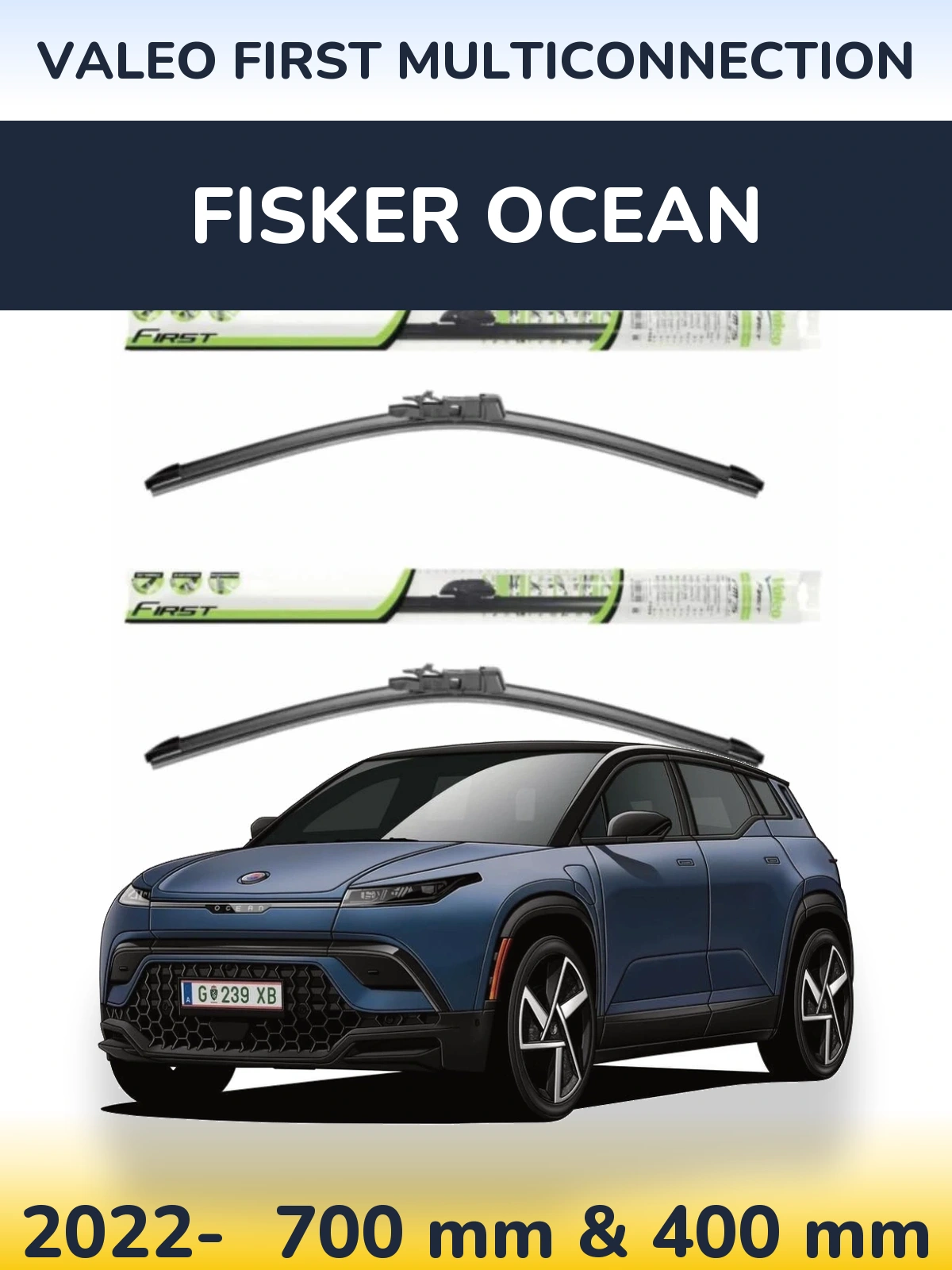 Комплект передніх щіток Valeo First MultiConnection 700 & 400 мм для Fisker Ocean 2022-2026