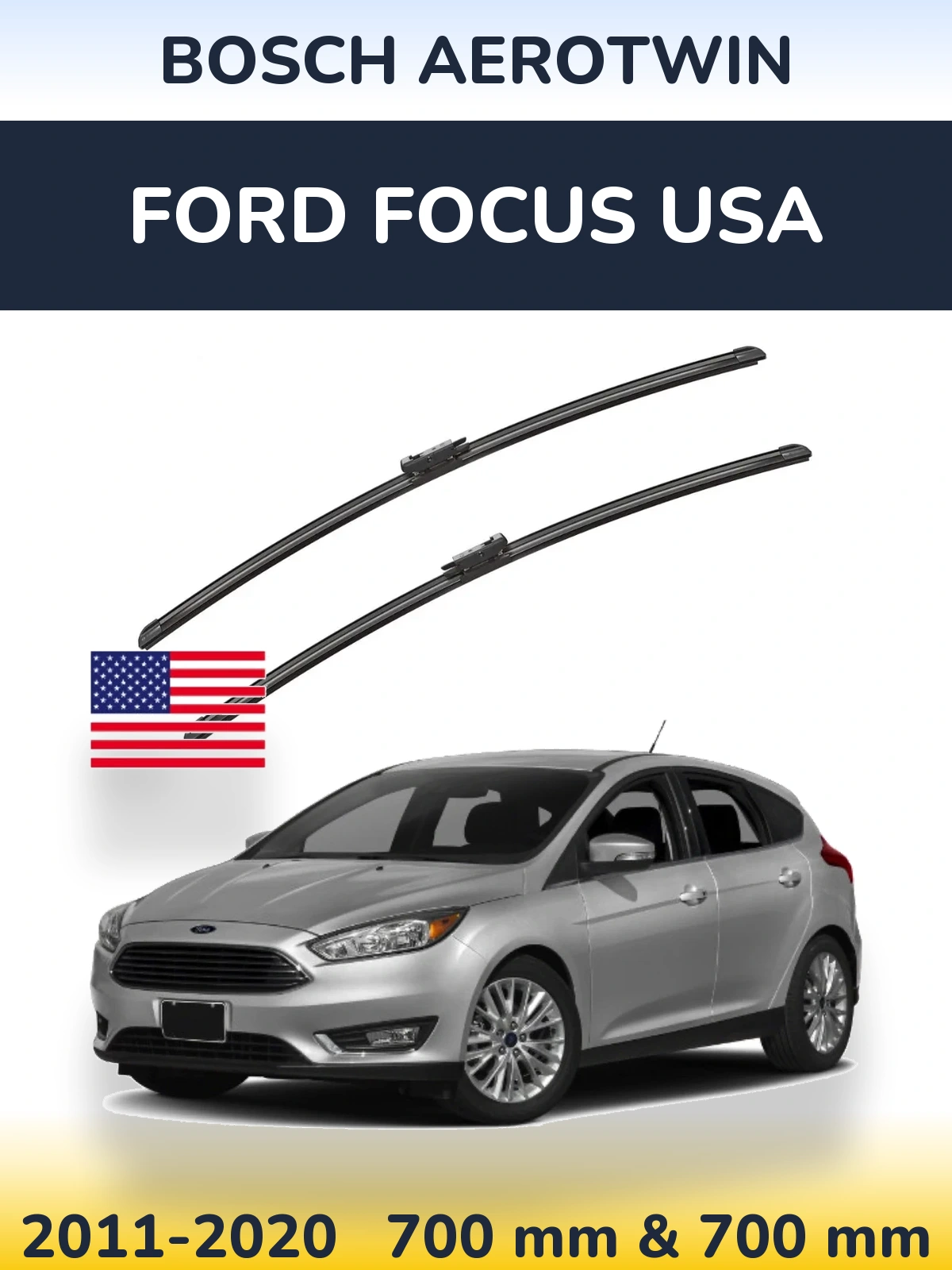 Комплект передніх щіток BOSCH AeroTwin 700 & 700 мм для Ford Focus USA 2011-2020