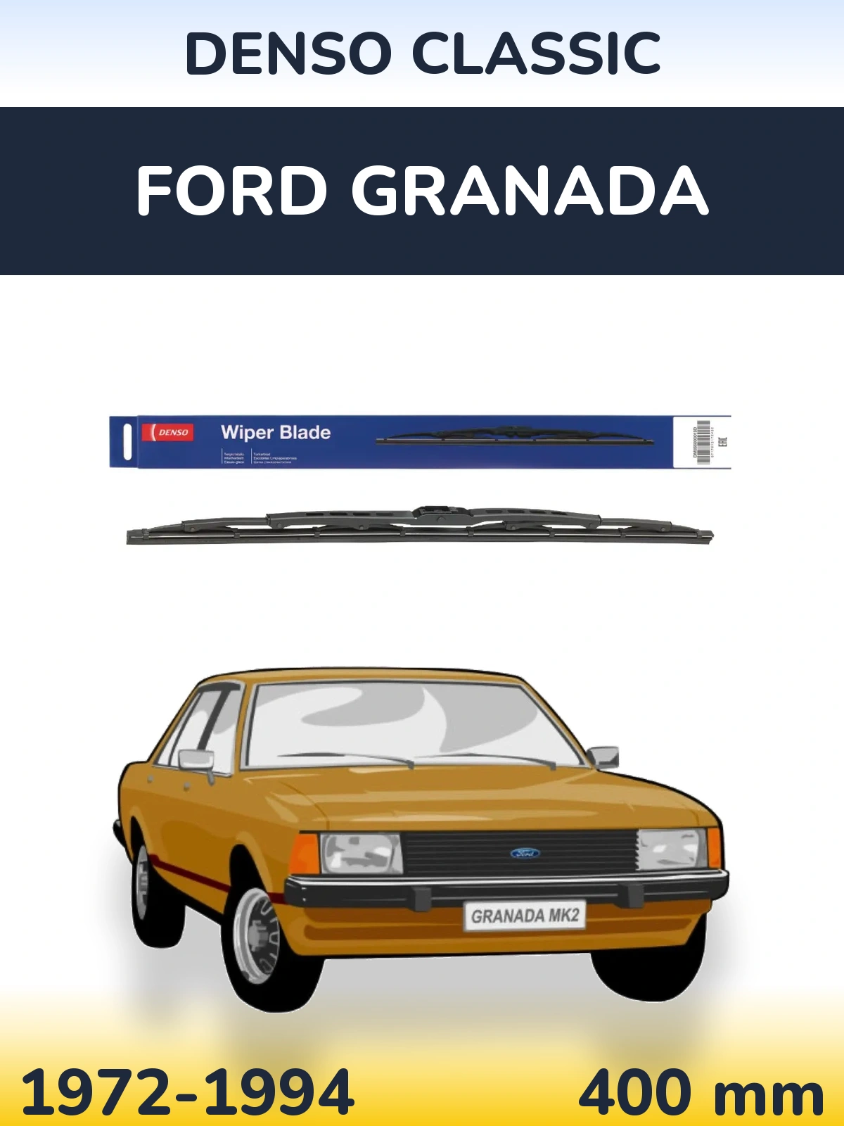 Rear wiper blade Denso Classic 400 mm for Ford Granada 1972-1994