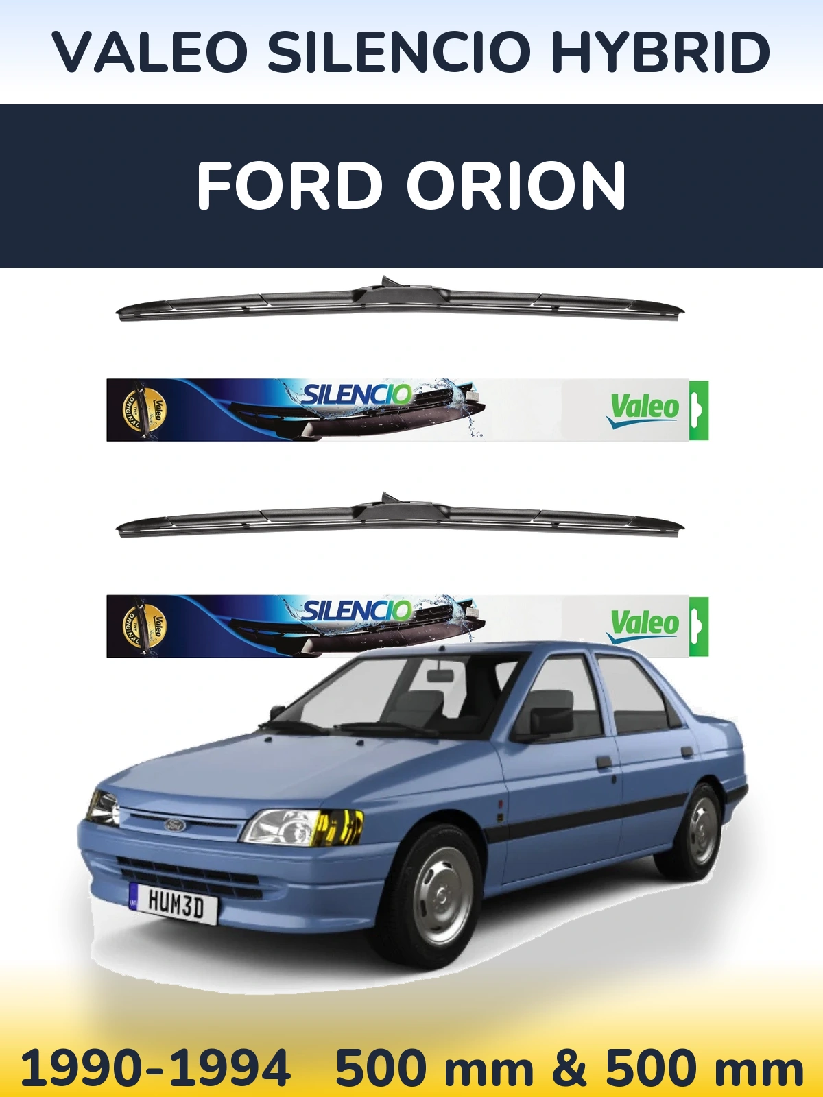Комплект передних дворников Valeo Silencio Hybrid 500 & 500 мм для Ford Orion 1990-1994