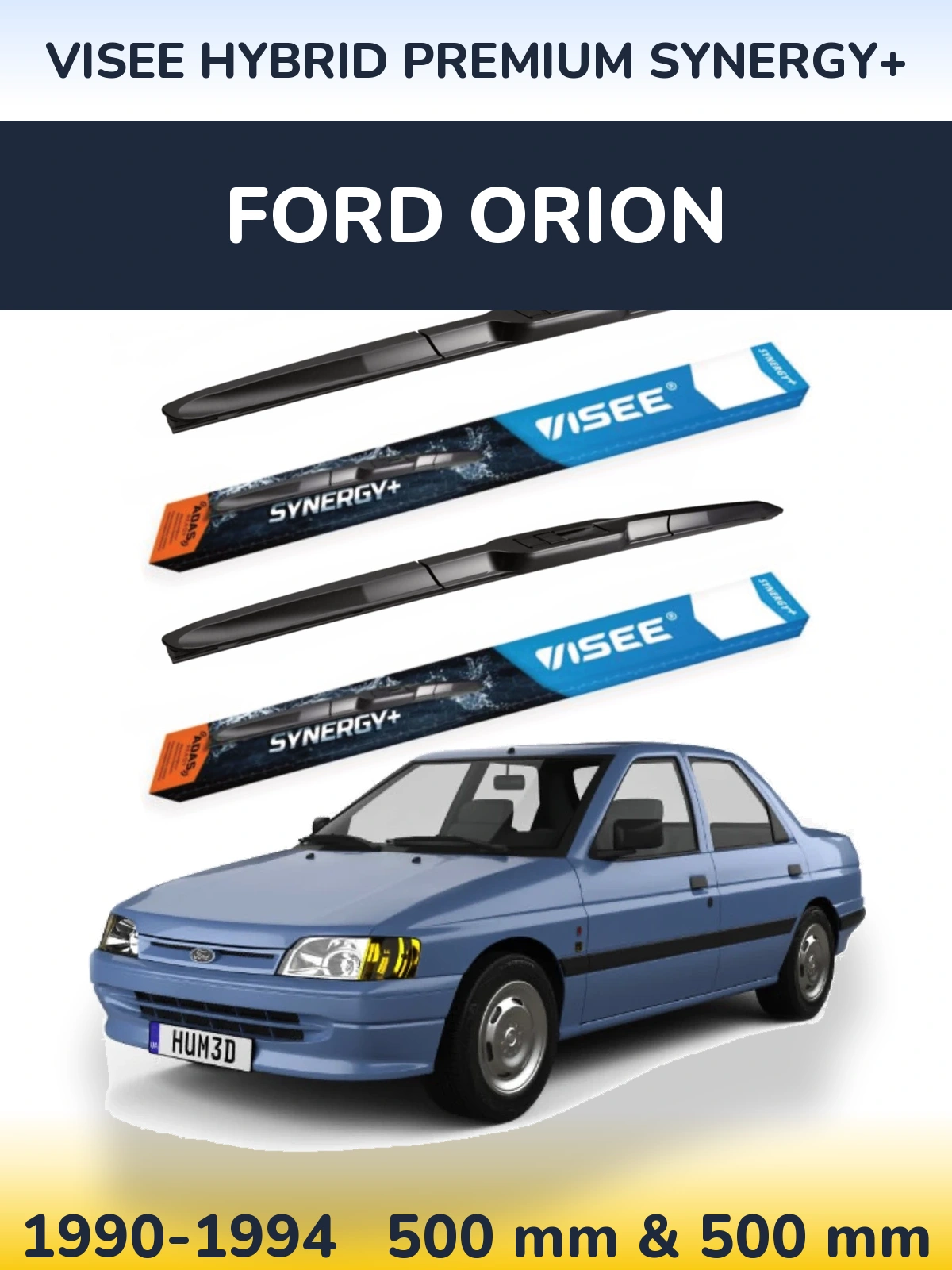 Комплект передних дворников VISEE HYBRID PREMIUM SYNERGY+ 500 & 500 мм для Ford Orion 1990-1994