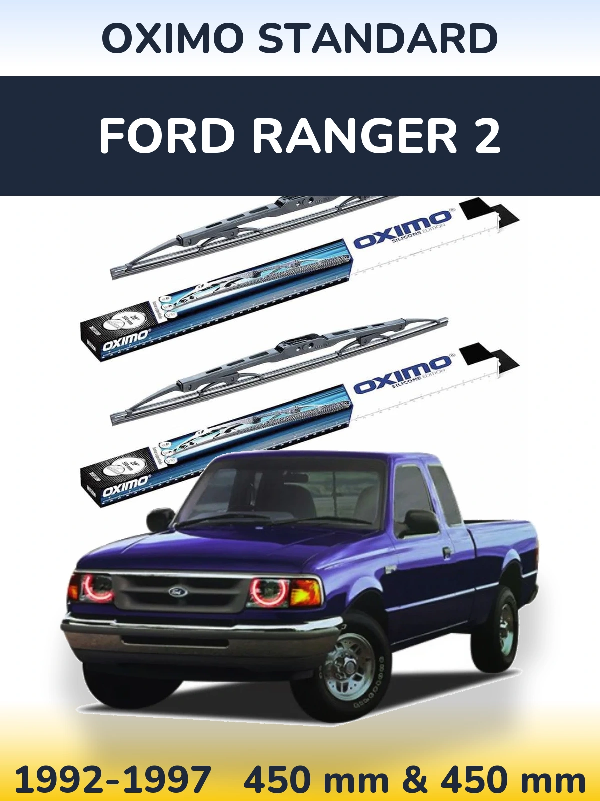 Front wiper blade set Oximo Standard 450 & 450 mm for Ford Ranger 2 1992-1997