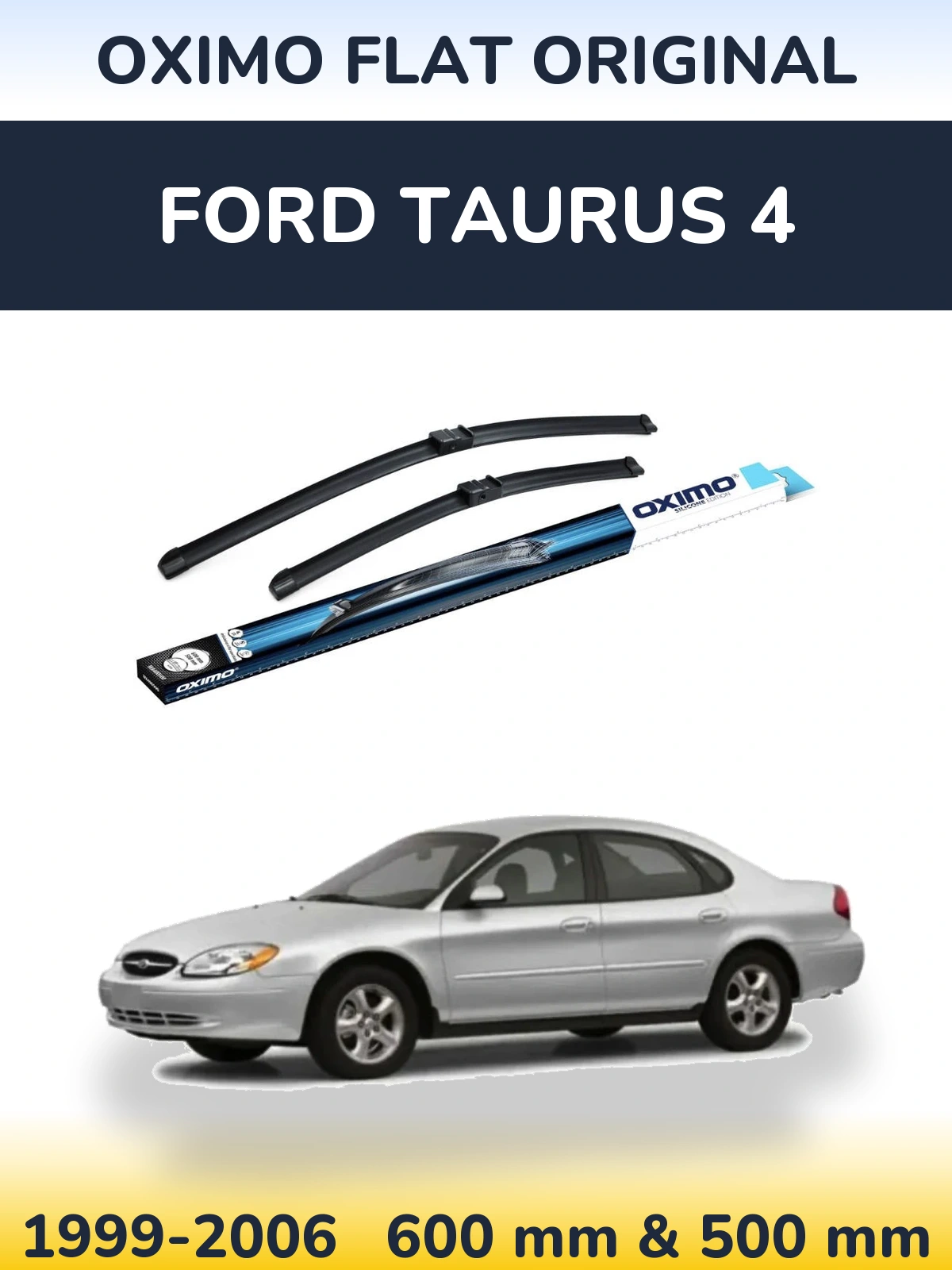 Front wiper blade set Oximo Flat Original 600 & 500 mm for Ford Taurus 4 1999-2006