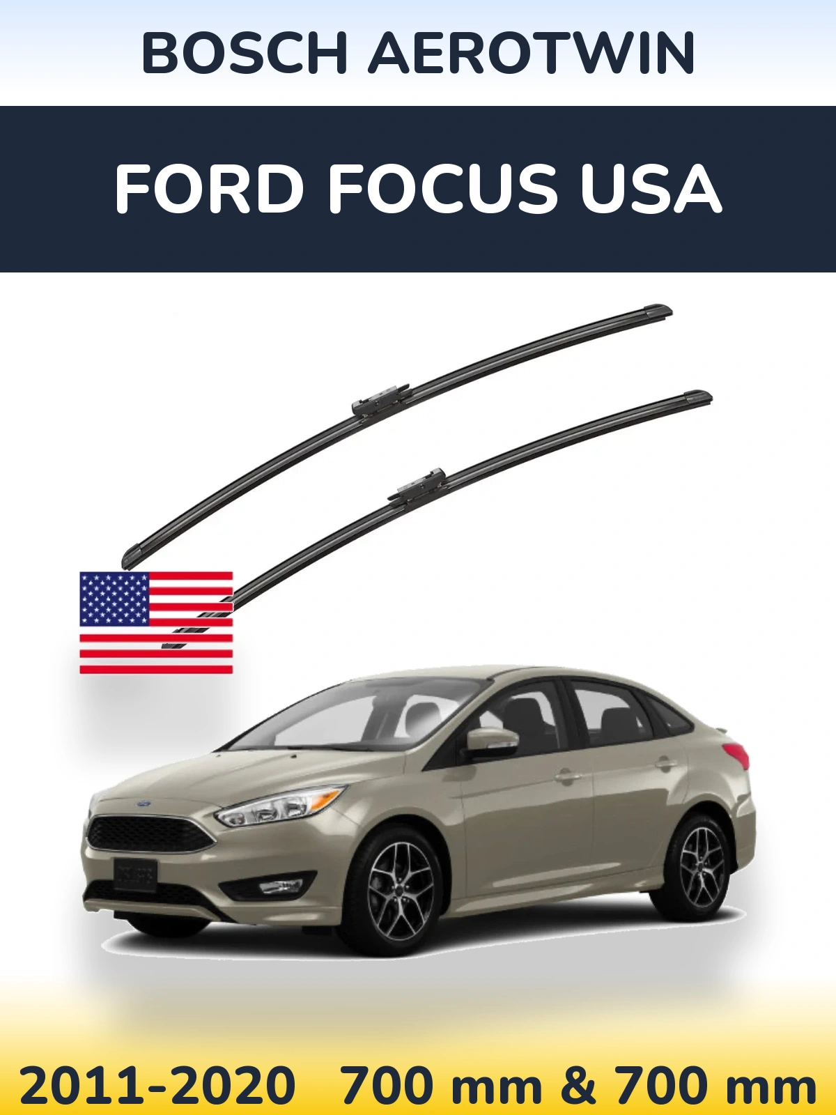 Комплект передніх щіток BOSCH AeroTwin 700 & 700 мм для Ford Focus USA 2011-2020