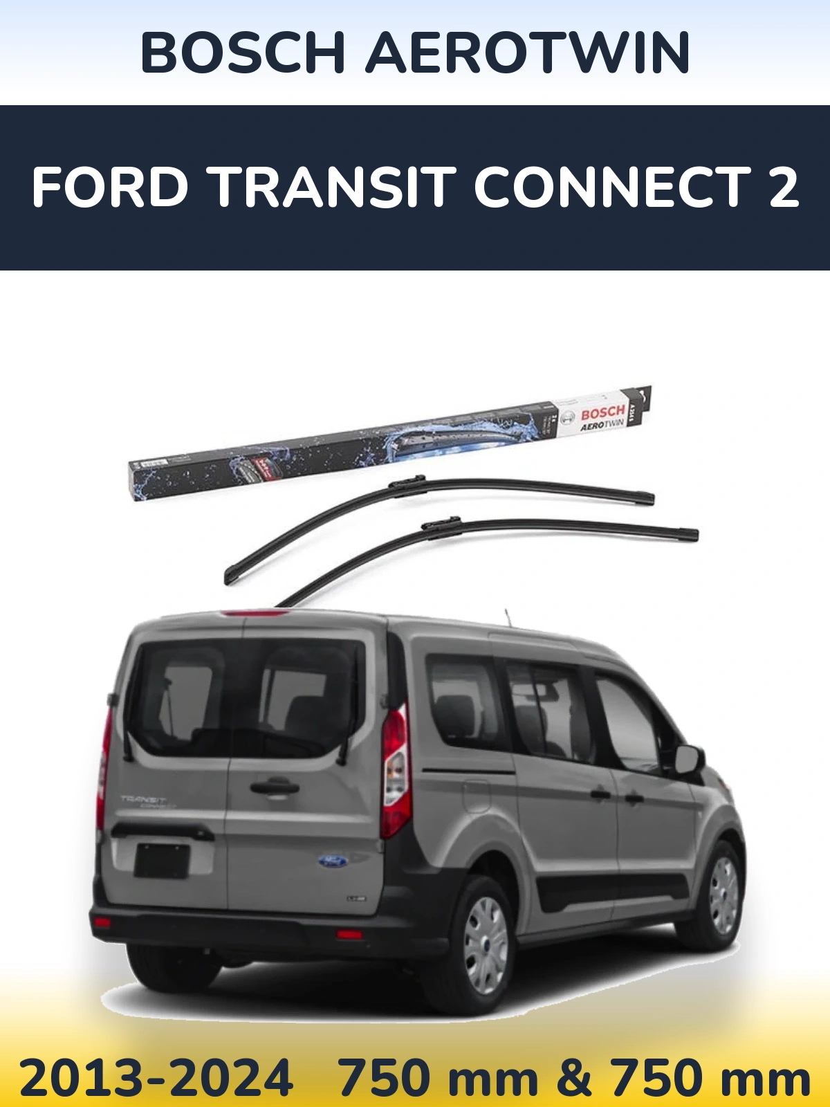 Комплект передних дворников BOSCH AeroTwin 750 & 750 мм для Ford Transit Connect 2 2013-2024
