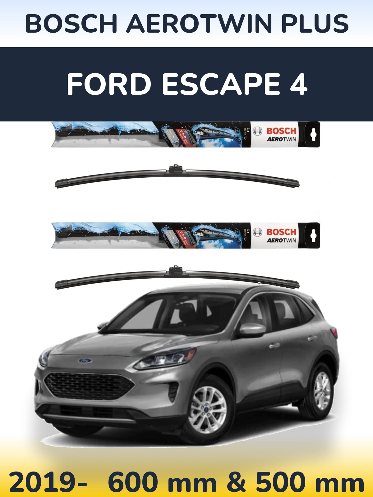 Комплект передних дворников BOSCH AeroTwin Plus 600 & 500 мм для Ford Escape 4 2019-2026