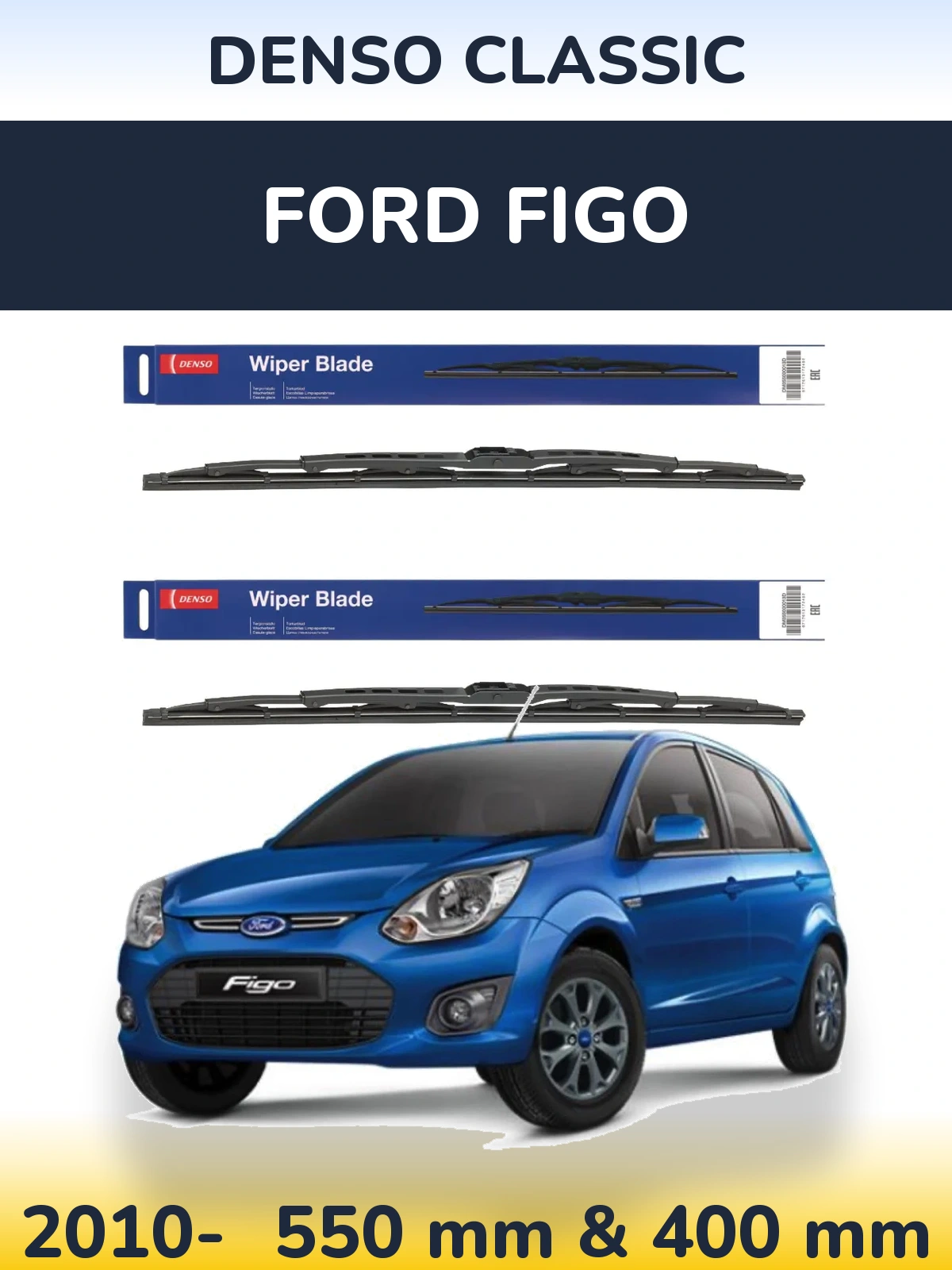 Komplet przednich wycieraczek Denso Classic 550 & 400 mm do Ford Figo 2010-2026