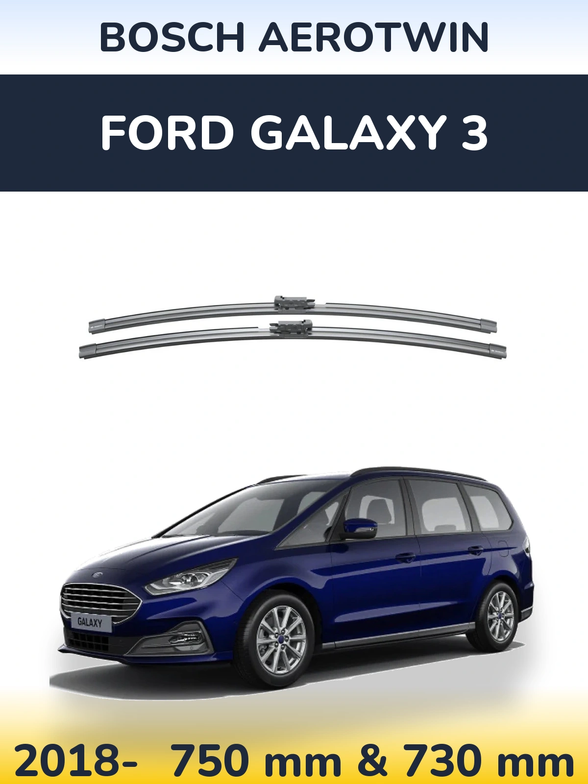 Комплект передних дворников BOSCH AeroTwin 725 & 725 мм для Ford Galaxy 3 2018-2026