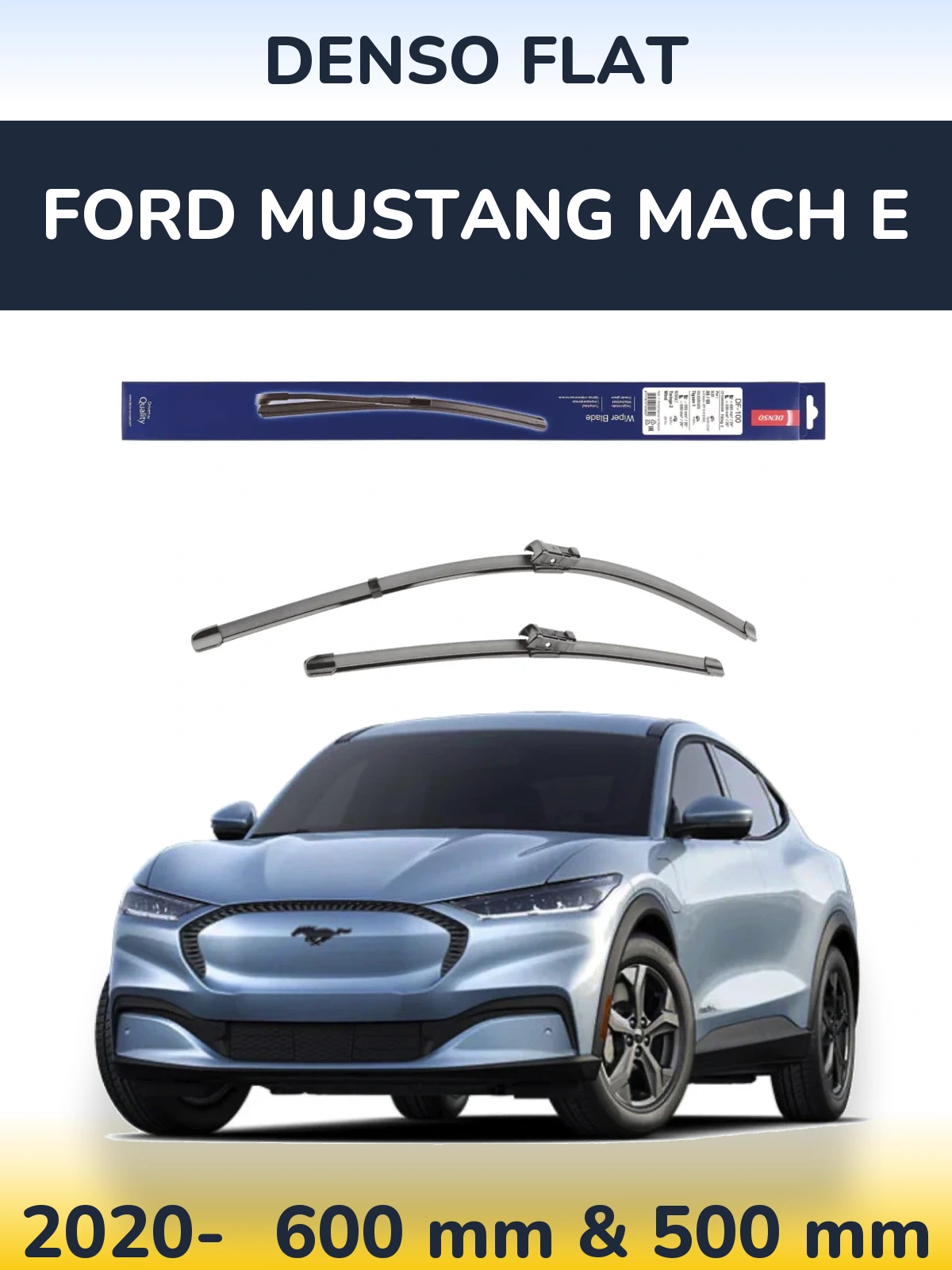 Комплект передних дворников Denso Flat 600 & 500 мм для Ford Mustang Mach E 2020-2026