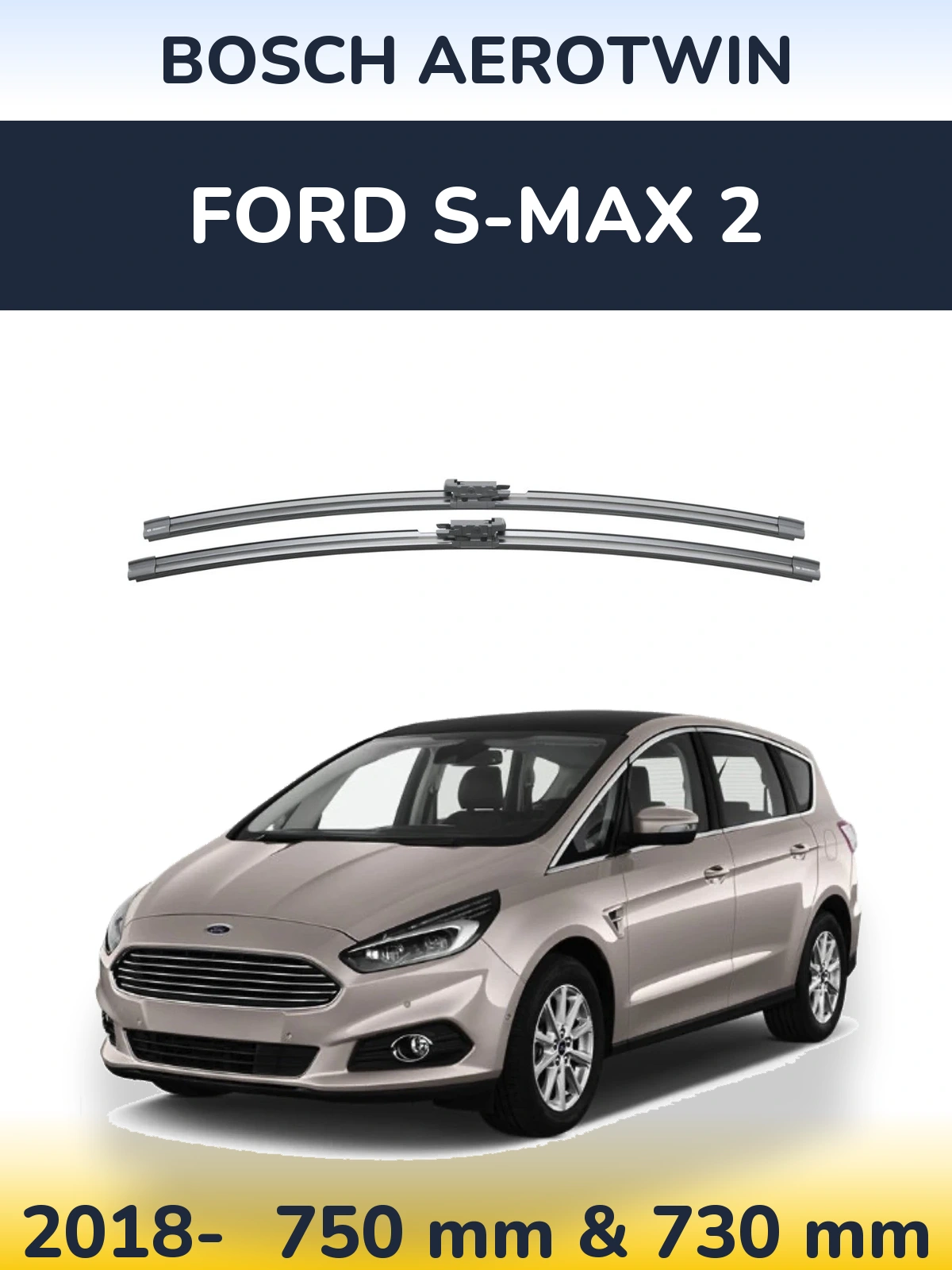 Комплект передних дворников BOSCH AeroTwin 725 & 725 мм для Ford S-MAX 2 2018-2026