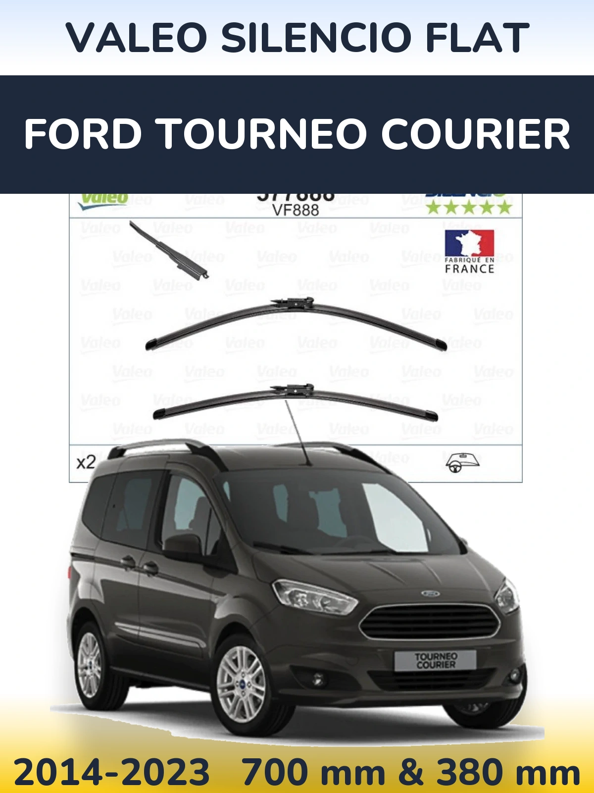 Комплект передніх щіток Valeo Silencio Flat 700 & 380 мм для Ford Tourneo Courier 2014-2023