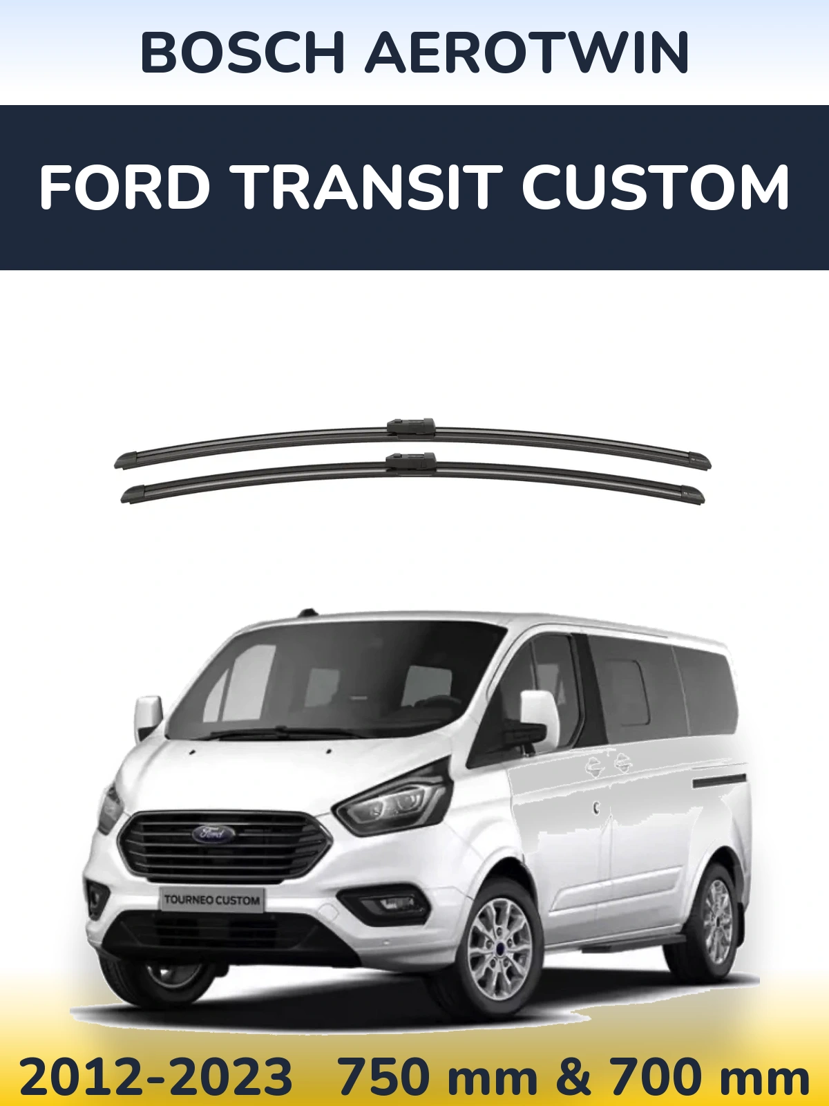 Комплект передних дворников BOSCH AeroTwin 750 & 700 мм для Ford Transit Custom 2012-2023
