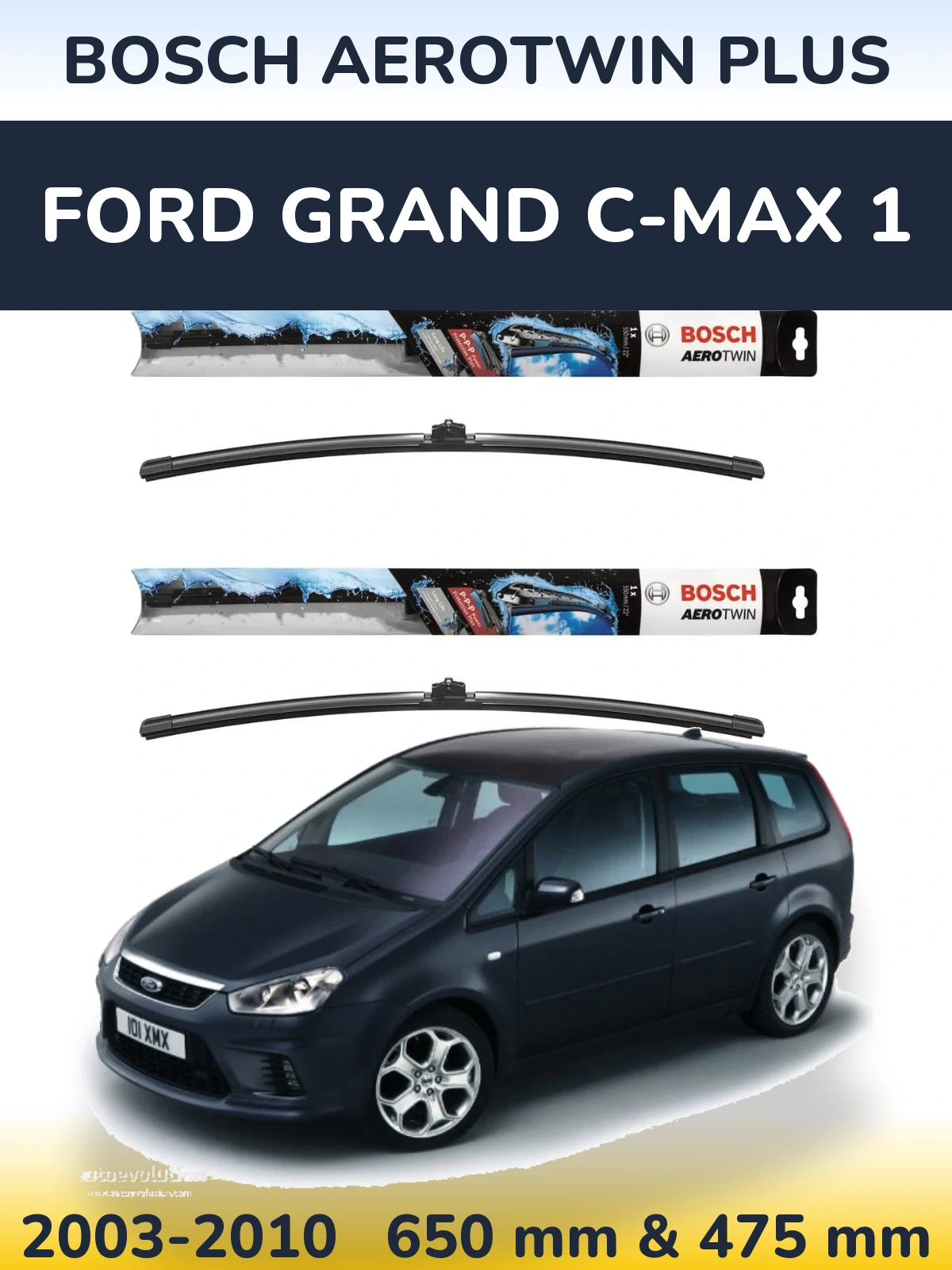 Комплект передніх щіток BOSCH AeroTwin Plus 650 & 475 мм для Ford Grand C-MAX 1 2003-2010
