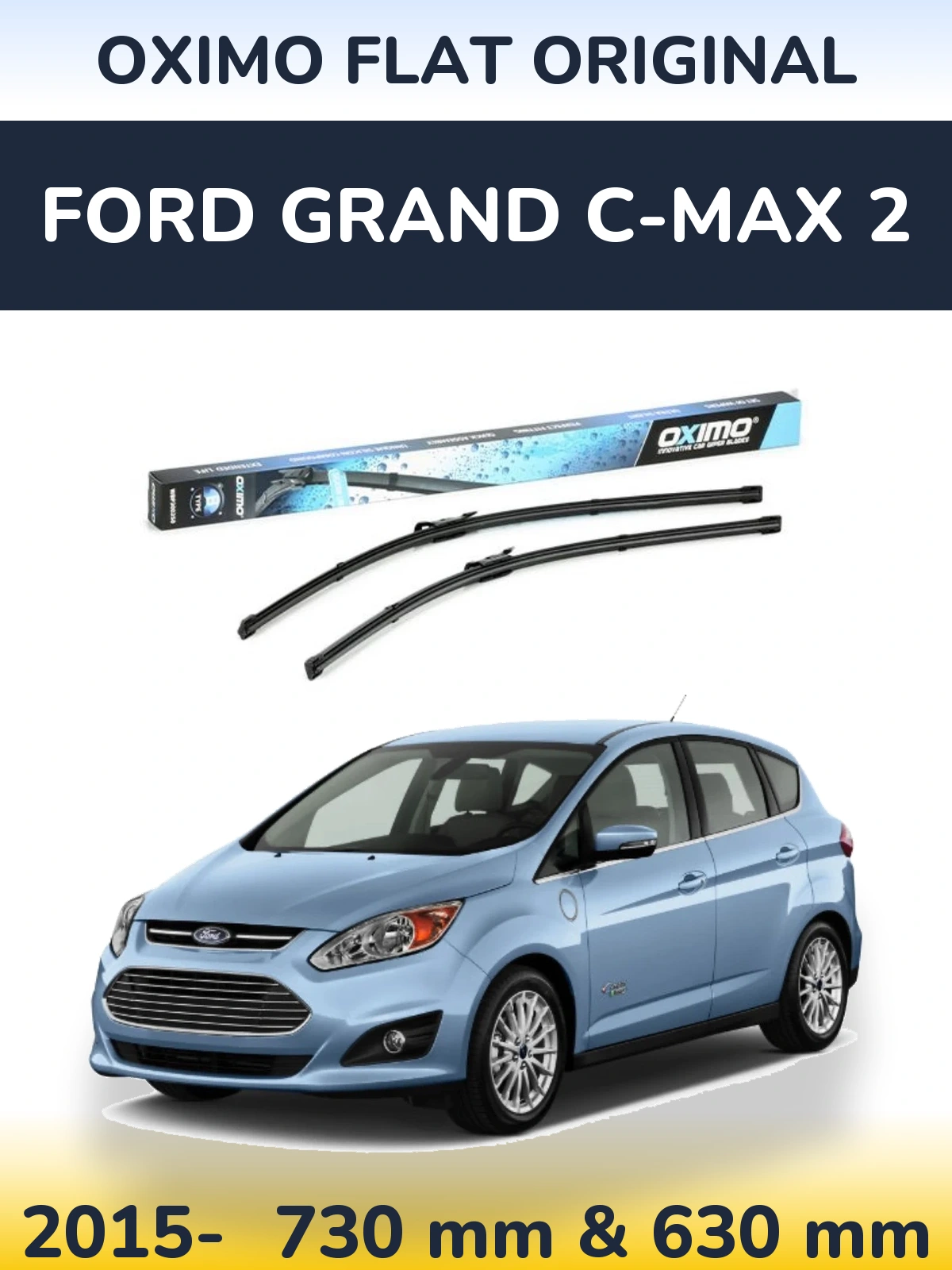 Комплект передніх щіток Oximo Flat Original 700 & 650 мм для Ford Grand C-MAX 2 2015-2026