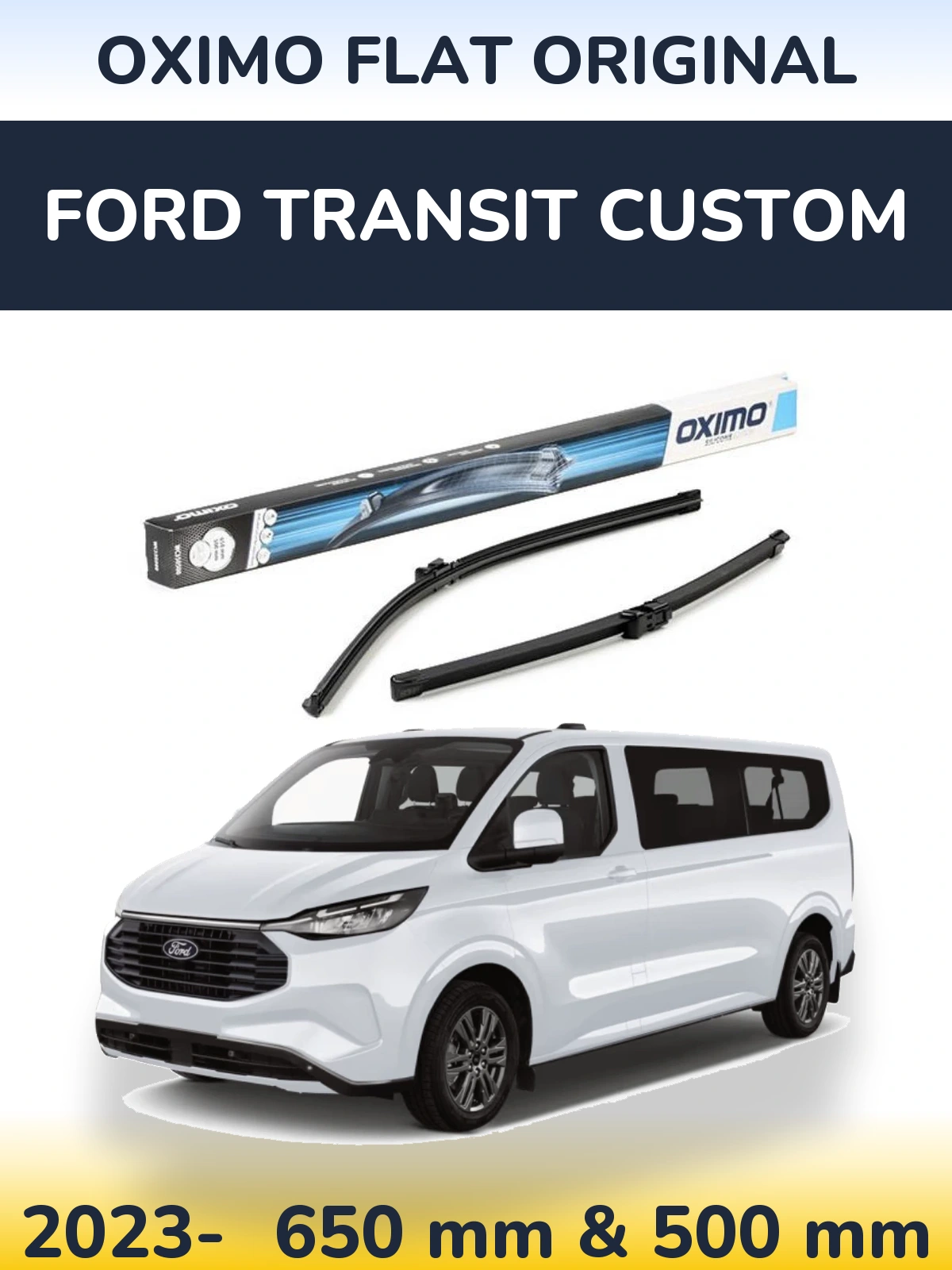 Комплект передних дворников Oximo Flat Original 650 & 500 мм для Ford Transit Custom 2023-2026