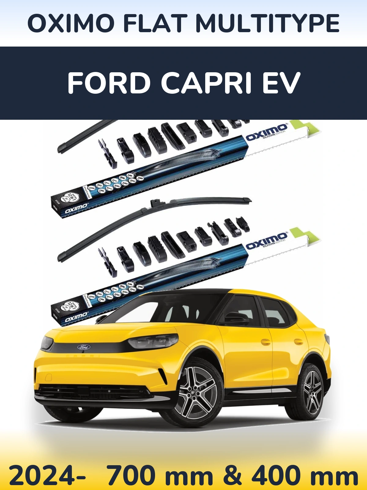 Комплект передних дворников Oximo Flat MultiТипe 700 & 400 мм для Ford Capri EV 2024-2026