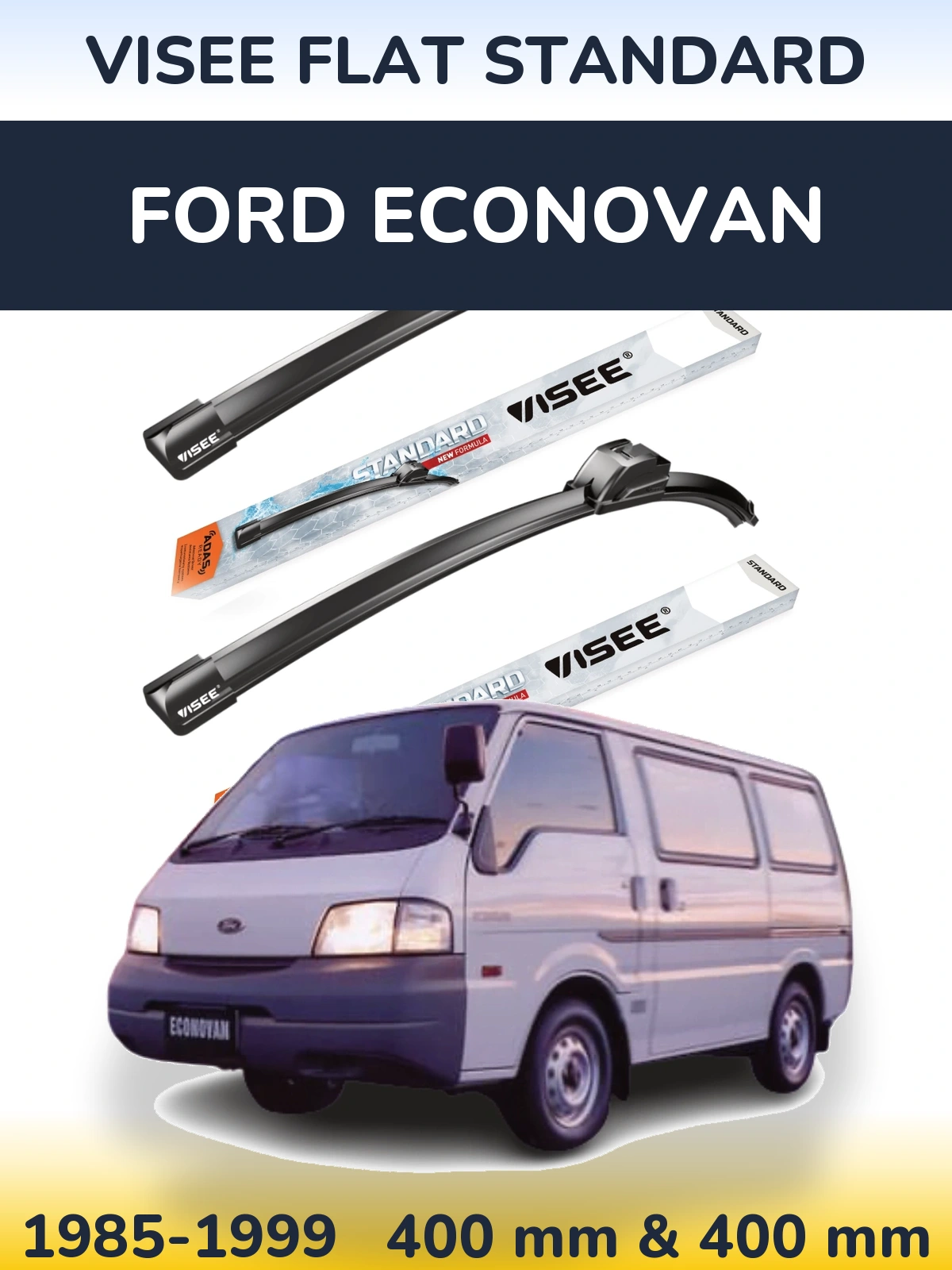 Комплект передних дворников VISEE FLAT STANDARD 400 & 400 мм для Ford Econovan 1985-1999