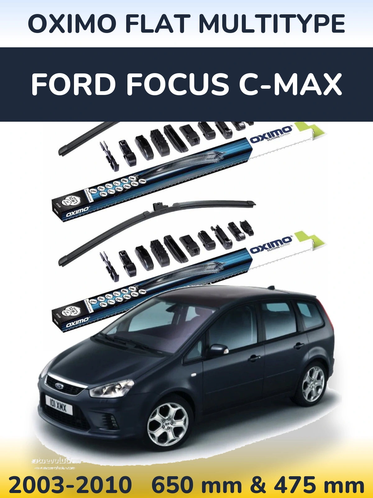 Комплект передніх щіток Oximo Flat MultiТипe 650 & 475 мм для Ford Focus C-MAX 2003-2010