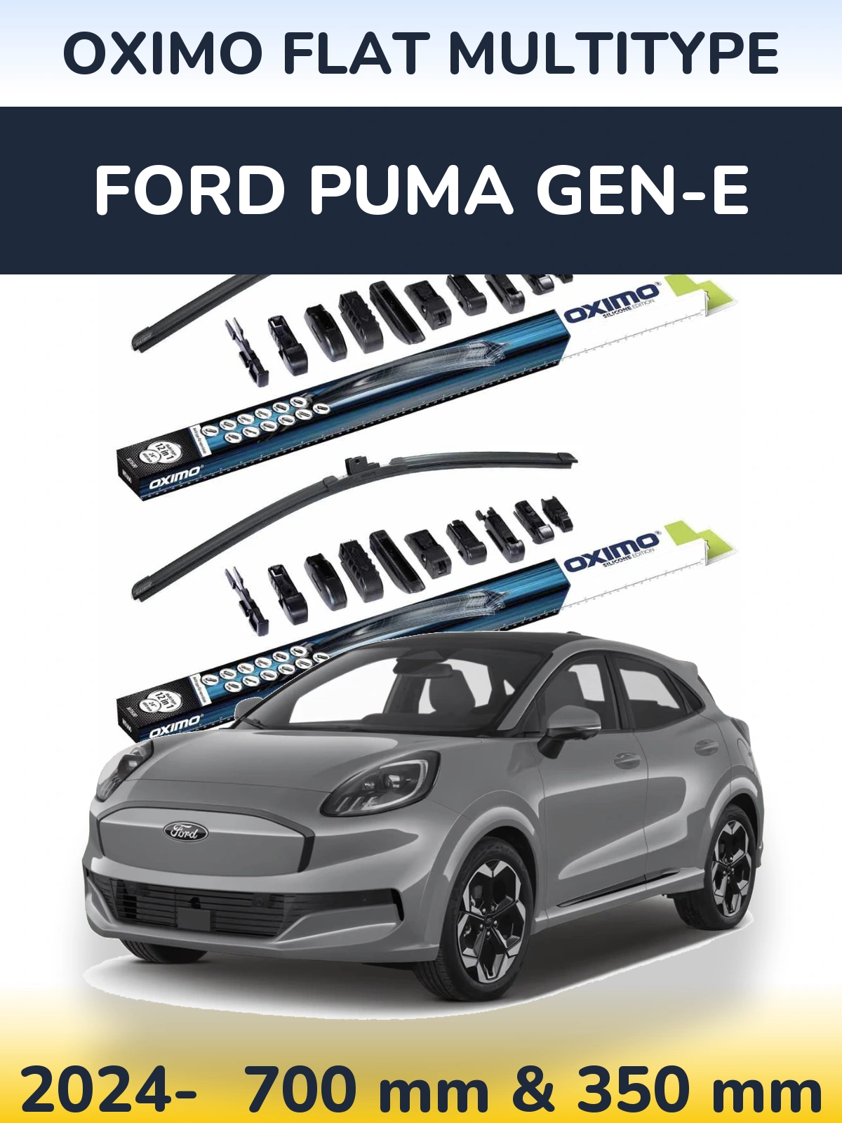 Комплект передних дворников Oximo Flat MultiТипe 700 & 350 мм для Ford Puma Gen-E 2024-2026