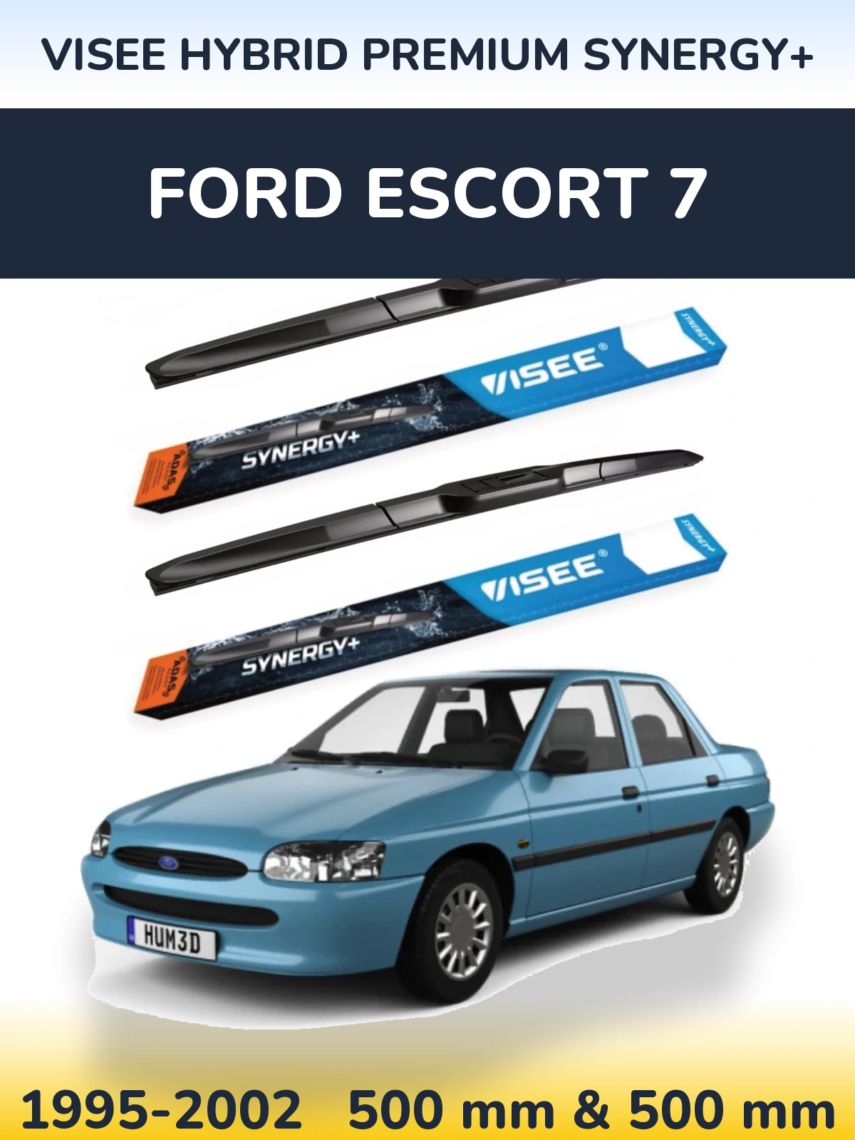 Комплект передніх щіток VISEE HYBRID PREMIUM SYNERGY+ 500 & 500 мм для Ford Escort 7 1995-2002