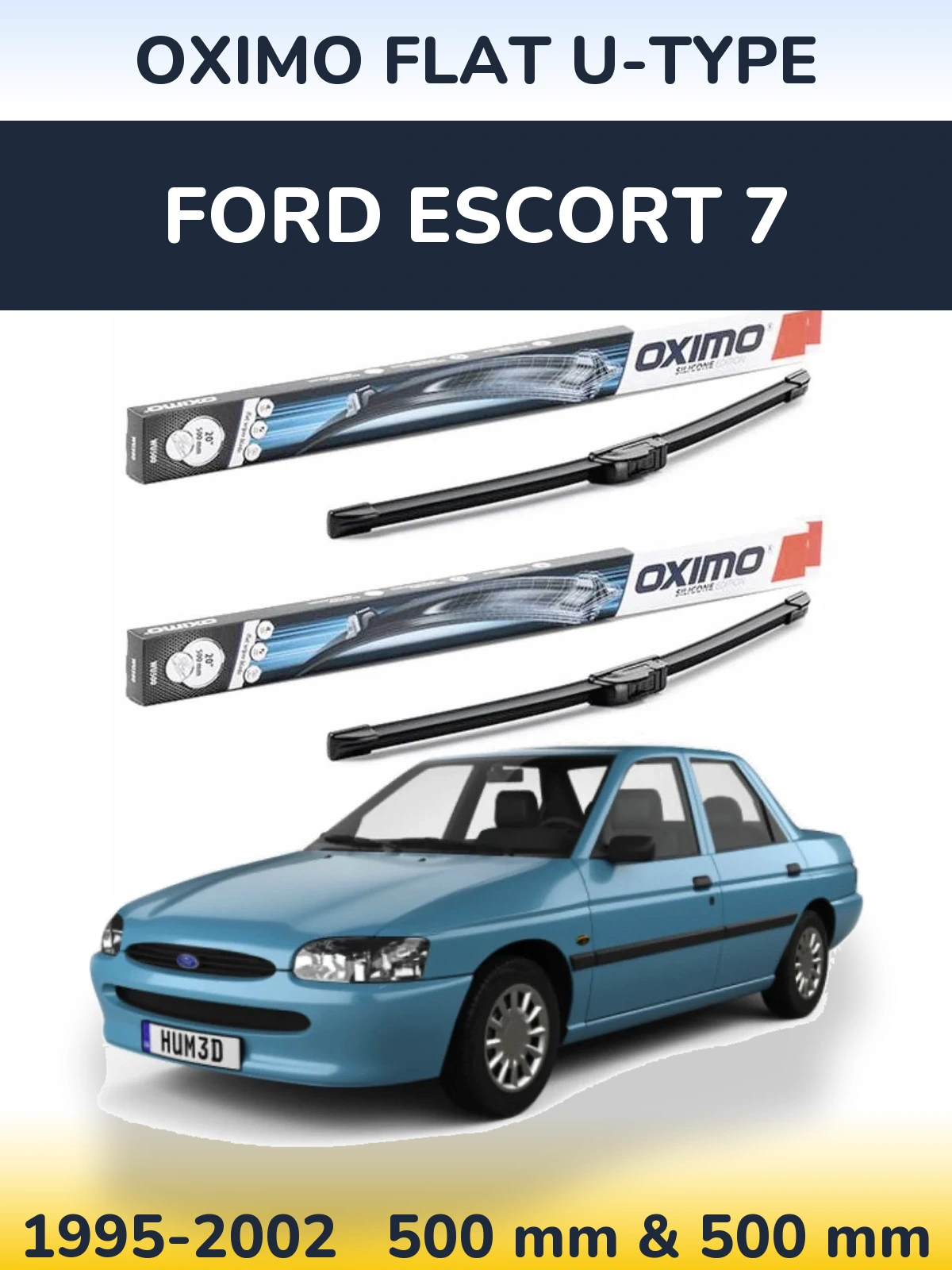 Komplet przednich wycieraczek Oximo Flat U-type 500 & 500 mm do Ford Escort 7 1995-2002