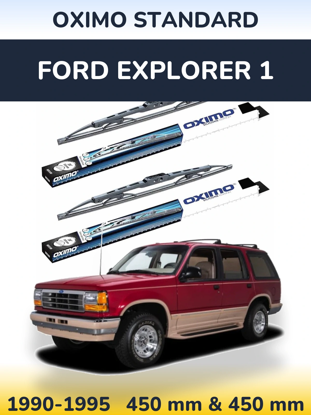 Комплект передних дворников Oximo Standard 450 & 450 мм для Ford Explorer 1 1990-1995