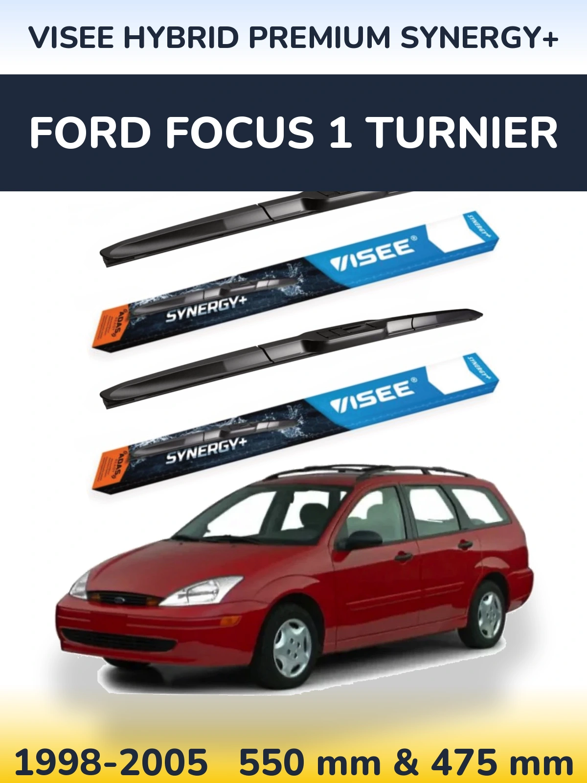 Комплект передних дворников VISEE HYBRID PREMIUM SYNERGY+ 550 & 475 мм для Ford Focus 1 Turnier 1998-2005
