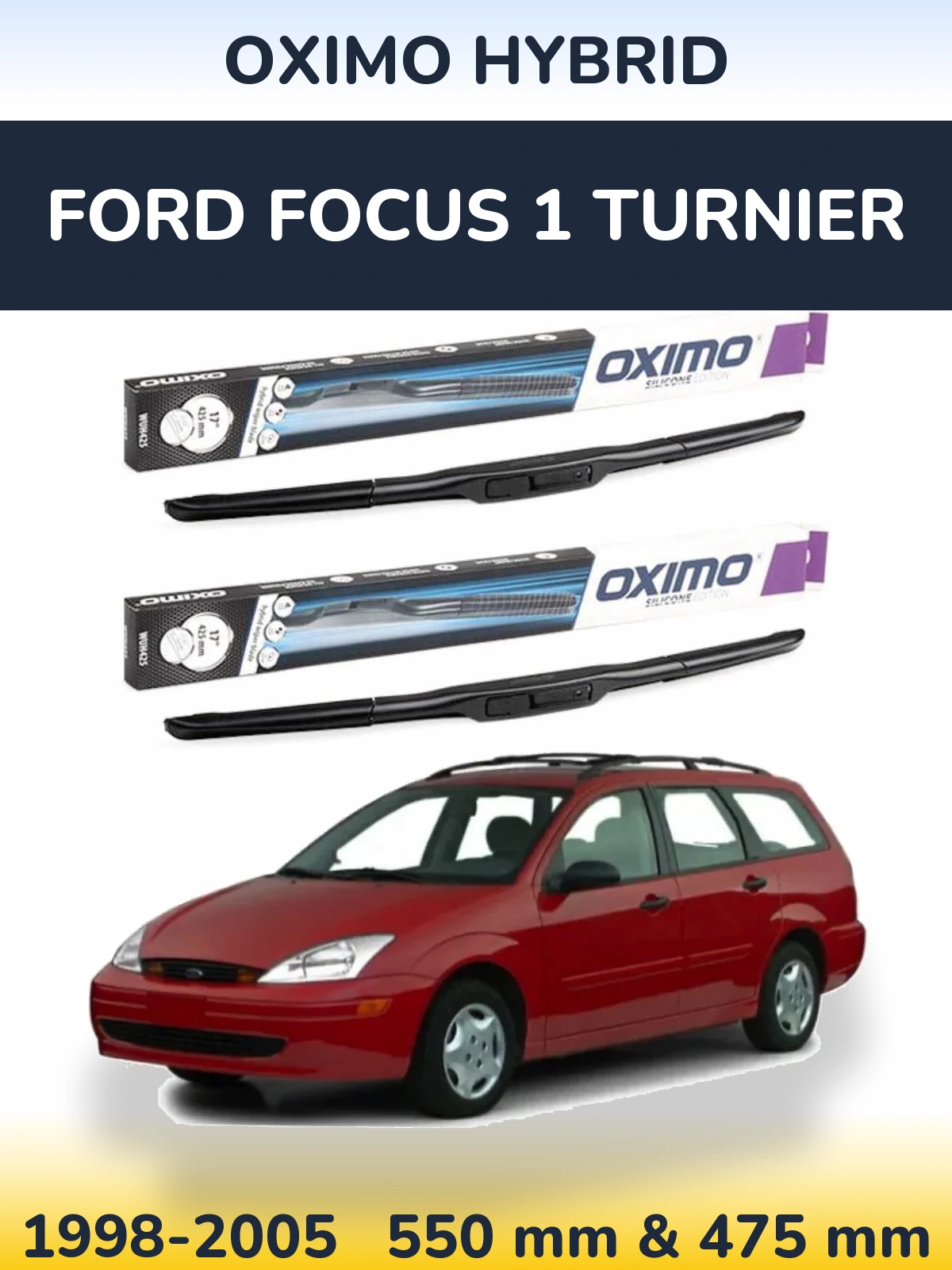 Комплект передних дворников Oximo Hybrid 550 & 475 мм для Ford Focus 1 Turnier 1998-2005