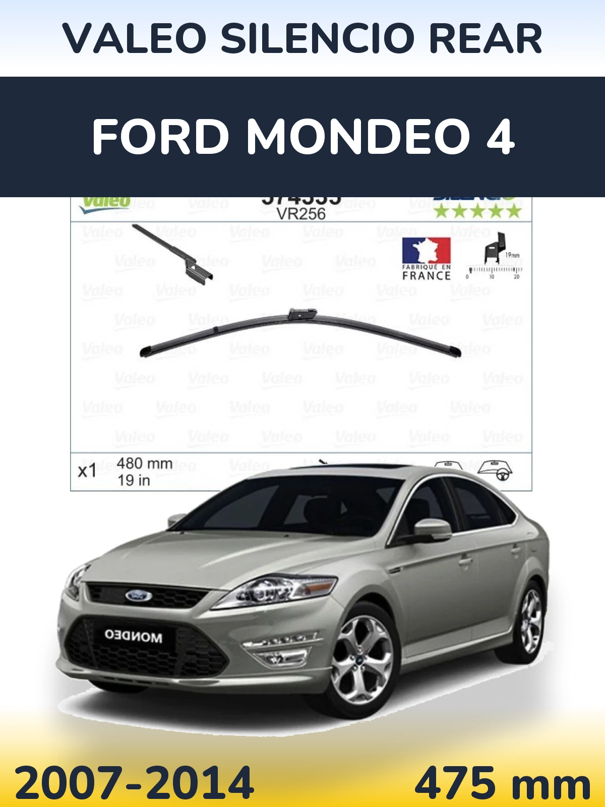 Задний дворник Valeo Silencio Rear 475 мм для Ford Mondeo 4 2007-2014