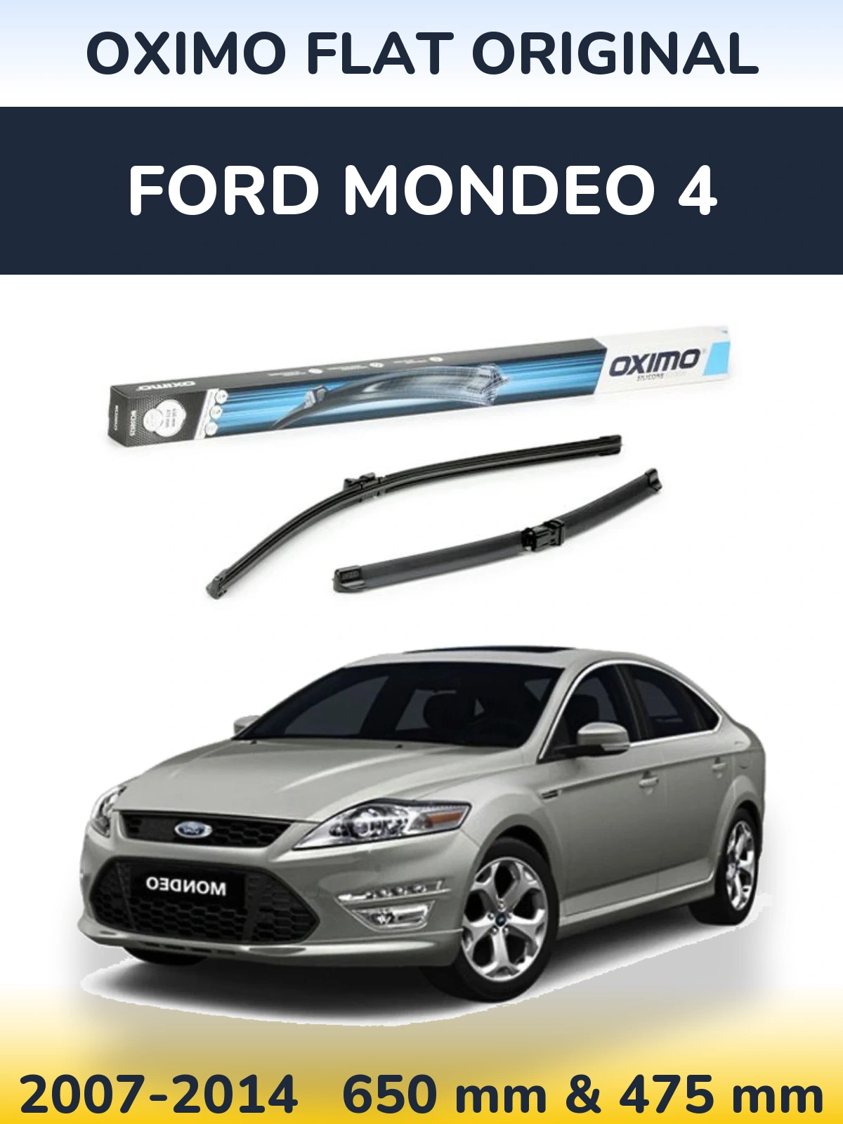 Комплект передних дворников Oximo Flat Original 650 & 475 мм для Ford Mondeo 4 2007-2014