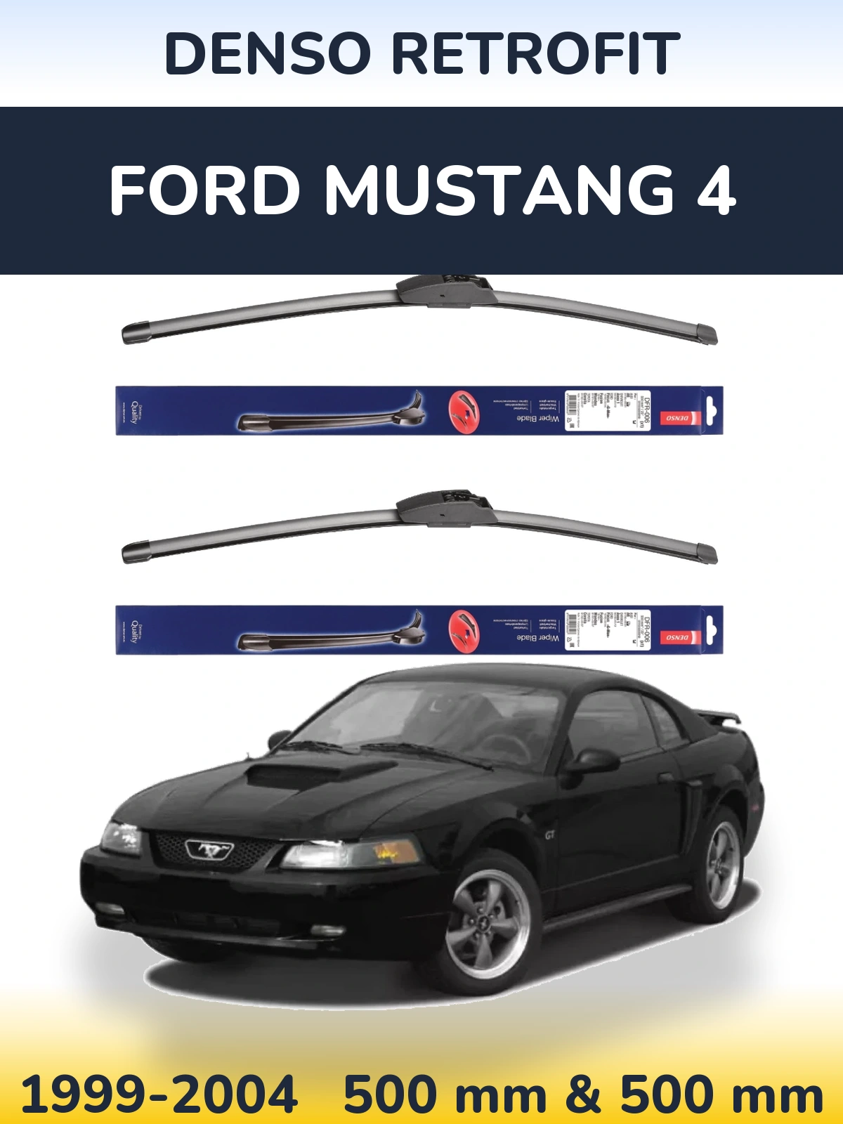 Komplet przednich wycieraczek Denso Retrofit 500 & 500 mm do Ford Mustang 4 1999-2004