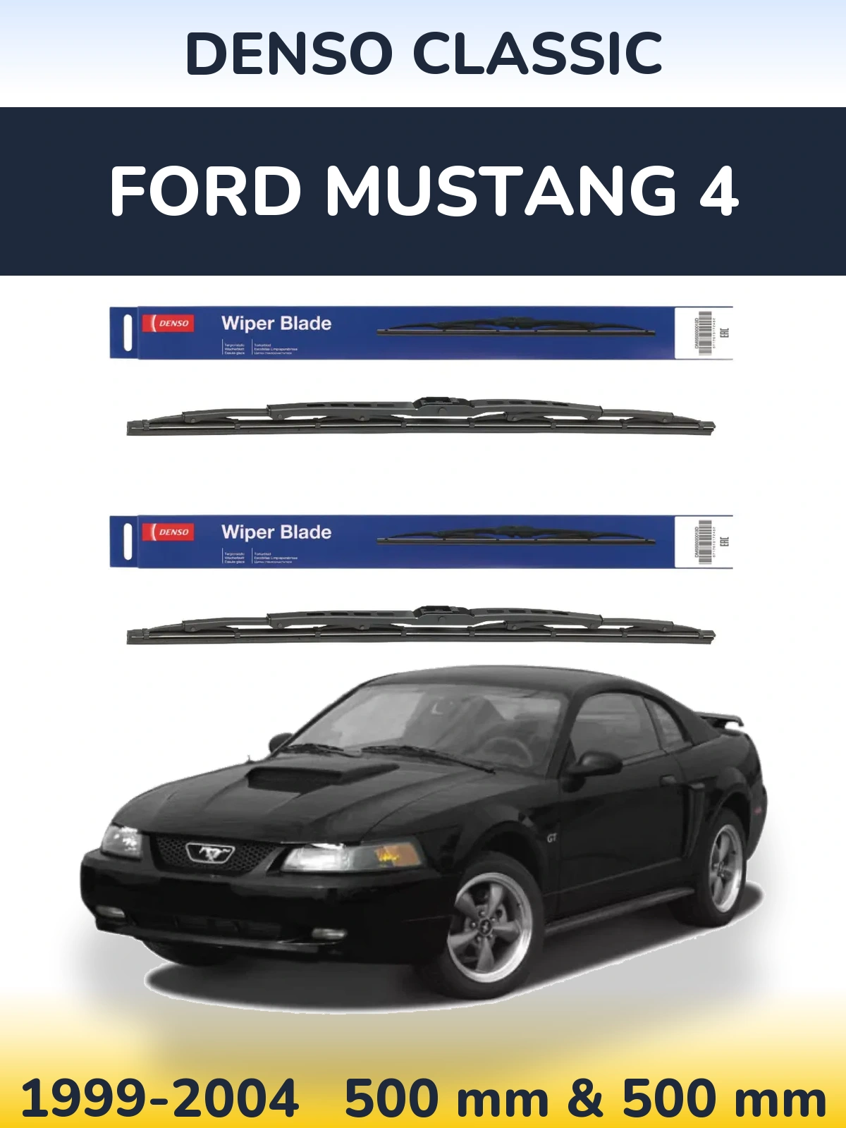 Front wiper blade set Denso Classic 500 & 500 mm for Ford Mustang 4 1999-2004