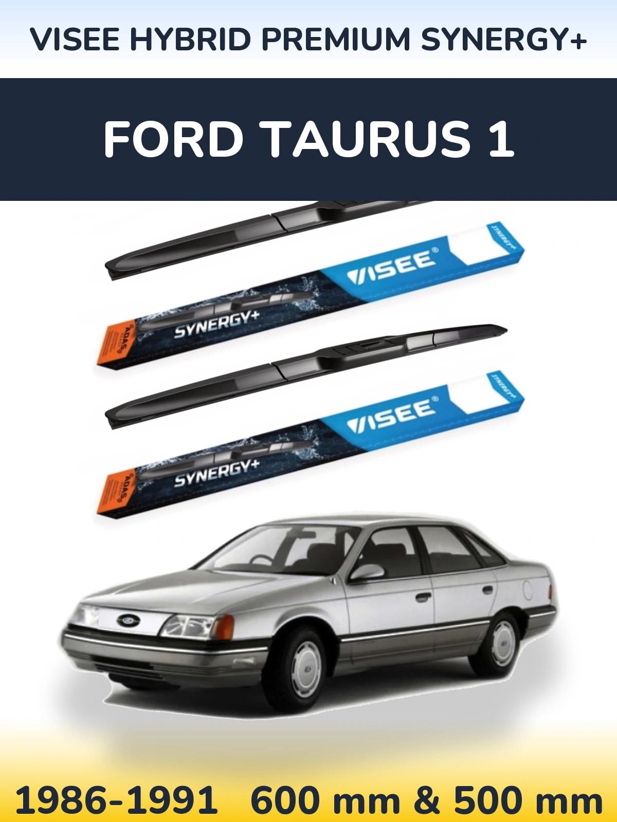Komplet przednich wycieraczek VISEE HYBRID PREMIUM SYNERGY+ 600 & 500 mm do Ford Taurus 1 1986-1991
