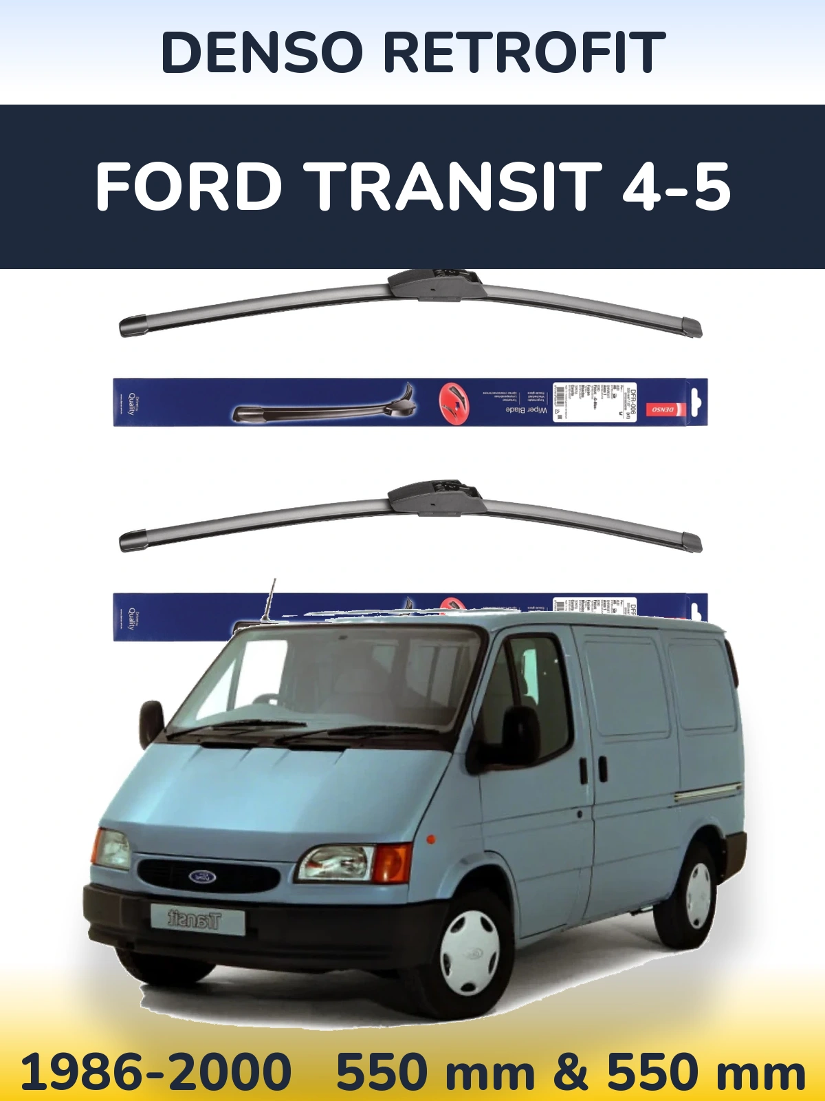 Комплект передних дворников Denso Retrofit 550 & 550 мм для Ford Transit 4-5 1986-2000