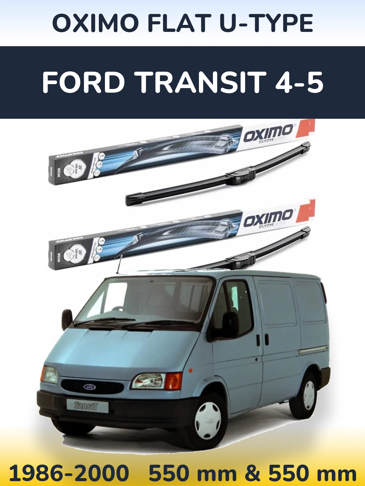Комплект передних дворников Oximo Flat U-type 550 & 550 мм для Ford Transit 4-5 1986-2000