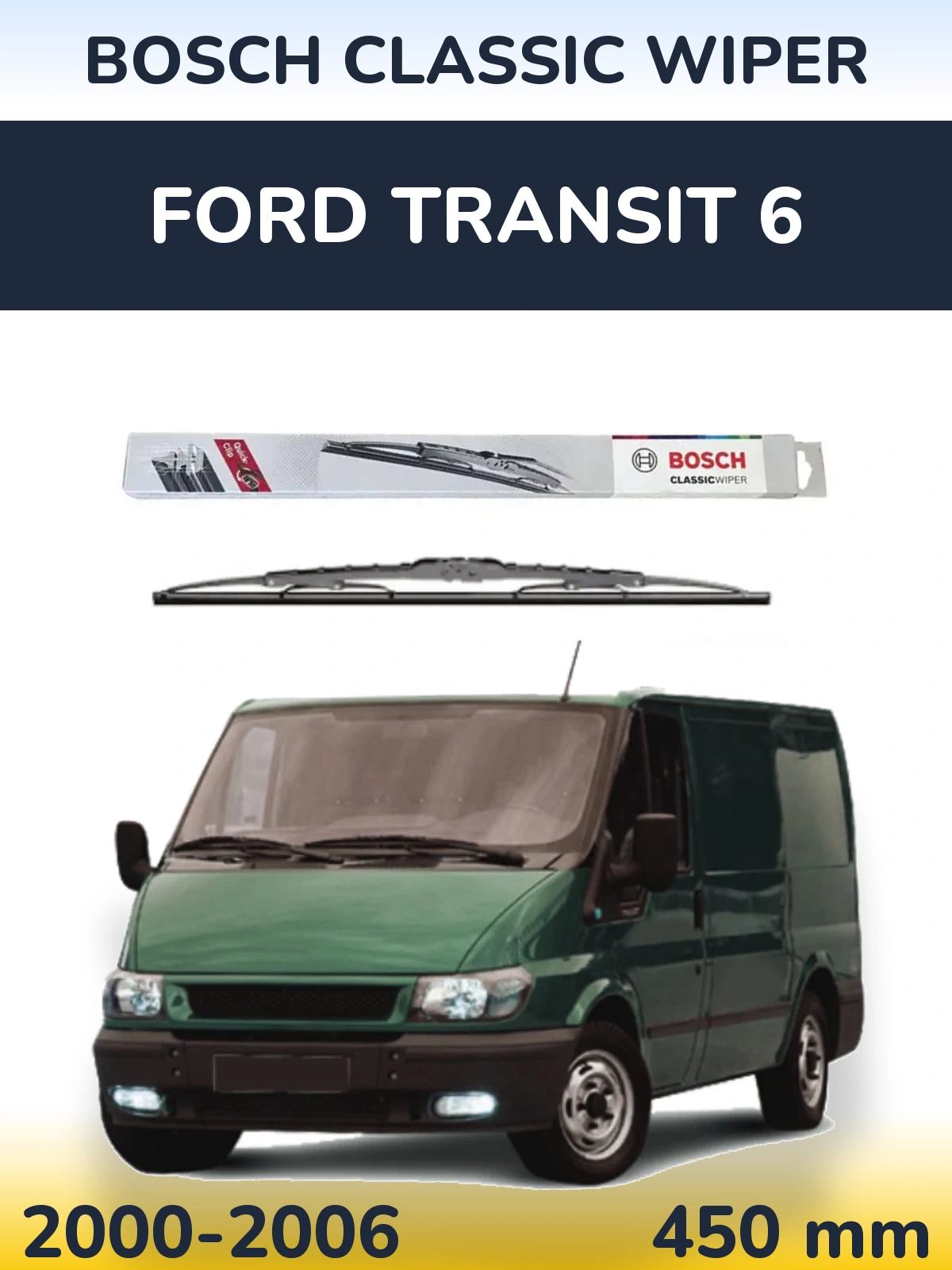 Rear wiper blade BOSCH Classic Wiper 450 mm for Ford Transit 6 2000-2006