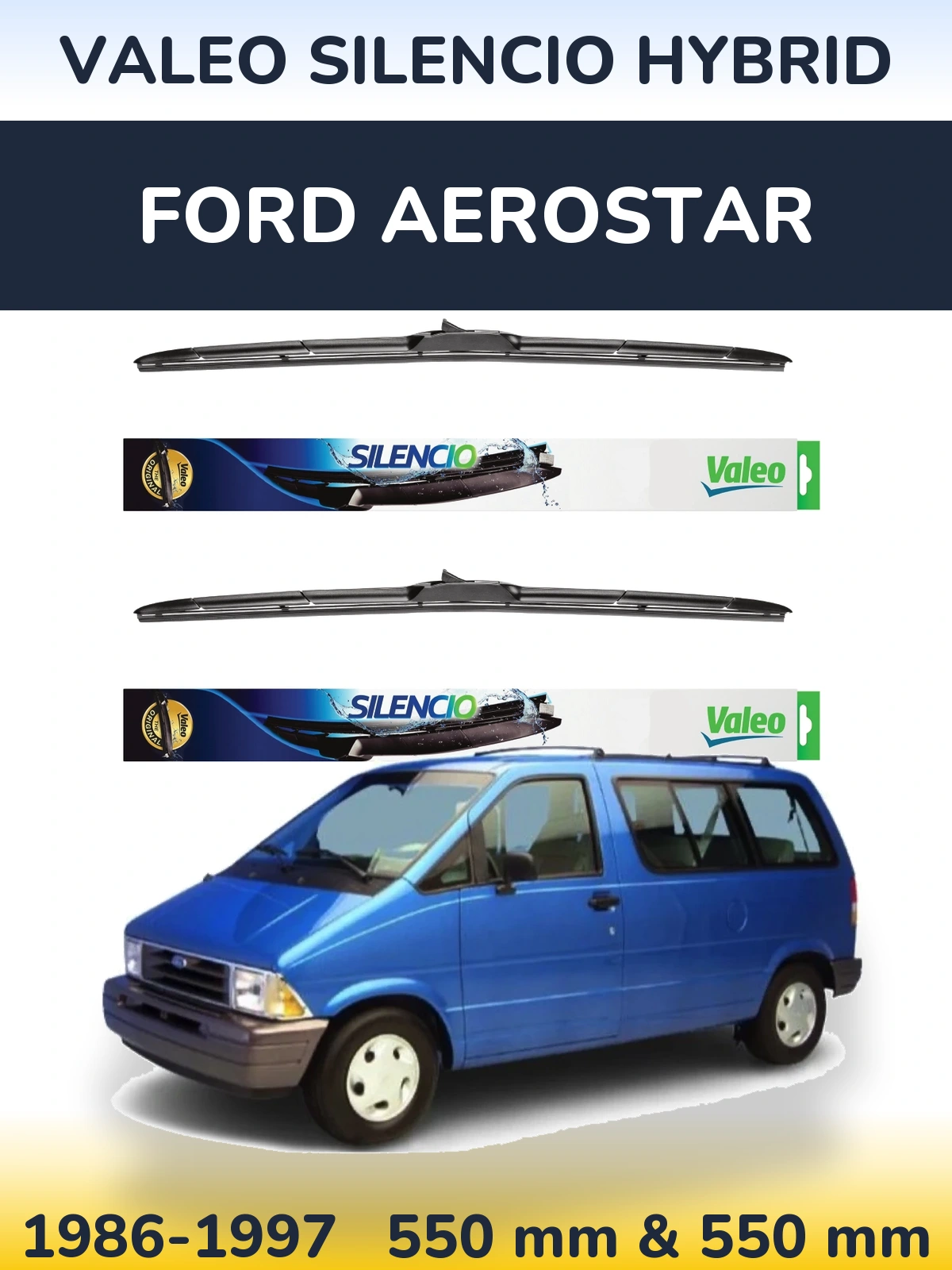 Комплект передних дворников Valeo Silencio Hybrid 550 & 550 мм для Ford Aerostar 1986-1997