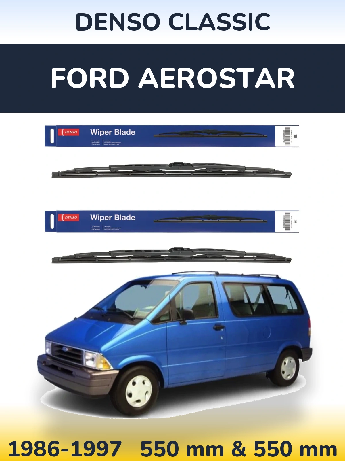 Komplet przednich wycieraczek Denso Classic 550 & 550 mm do Ford Aerostar 1986-1997