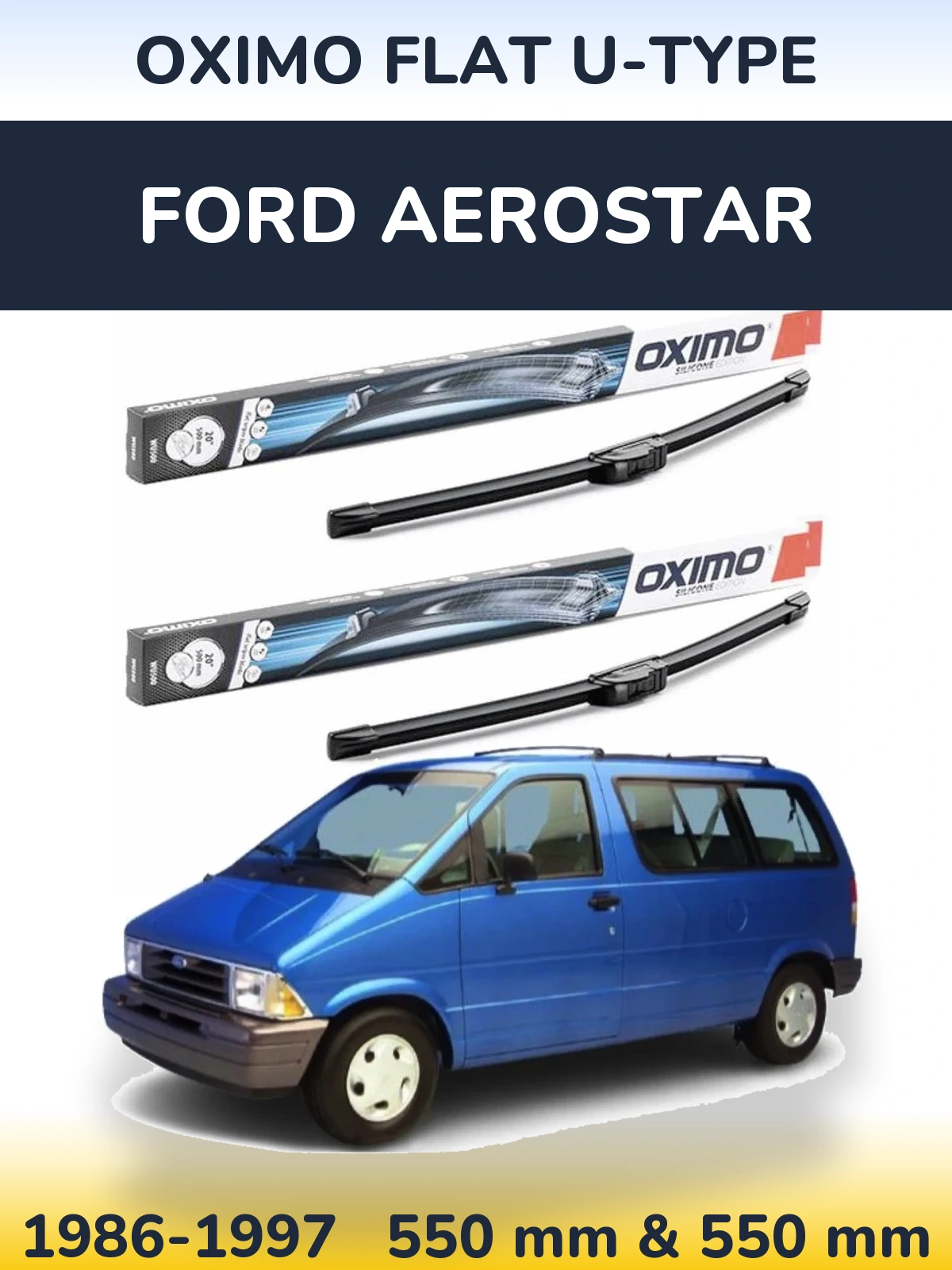 Комплект передних дворников Oximo Flat U-type 550 & 550 мм для Ford Aerostar 1986-1997