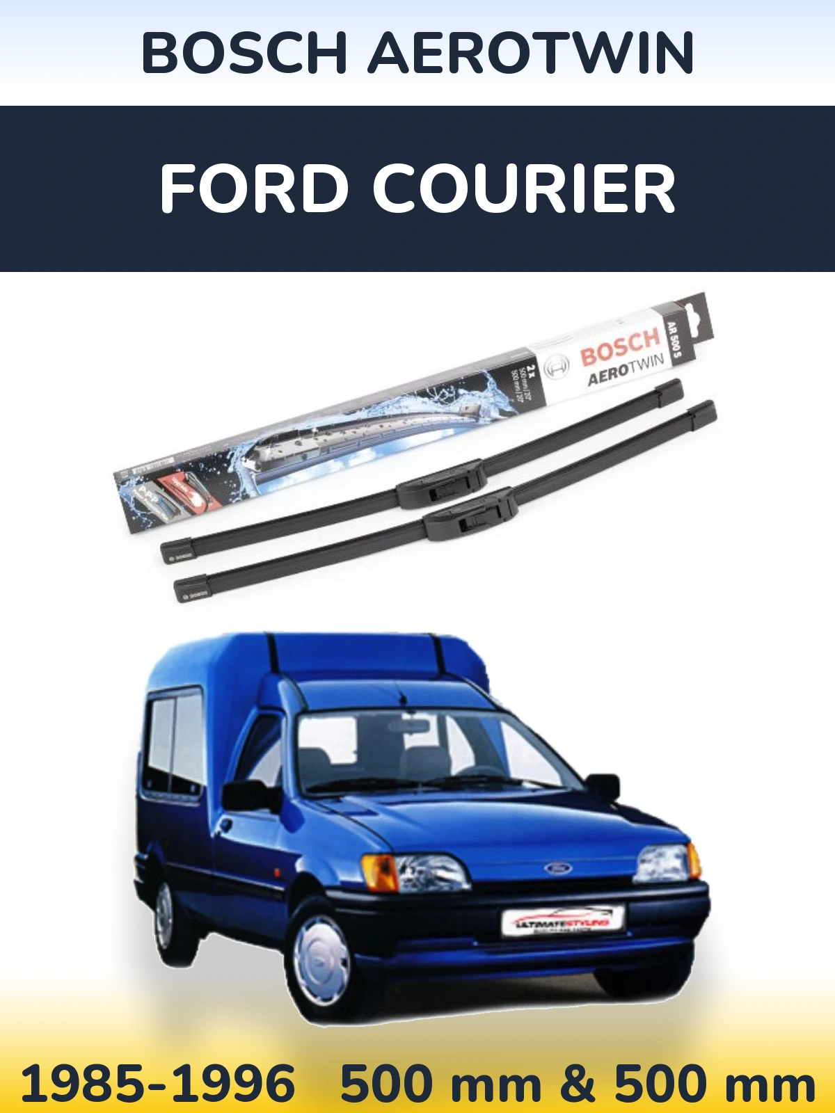 Komplet przednich wycieraczek BOSCH AeroTwin 500 & 500 mm do Ford Courier 1985-1996