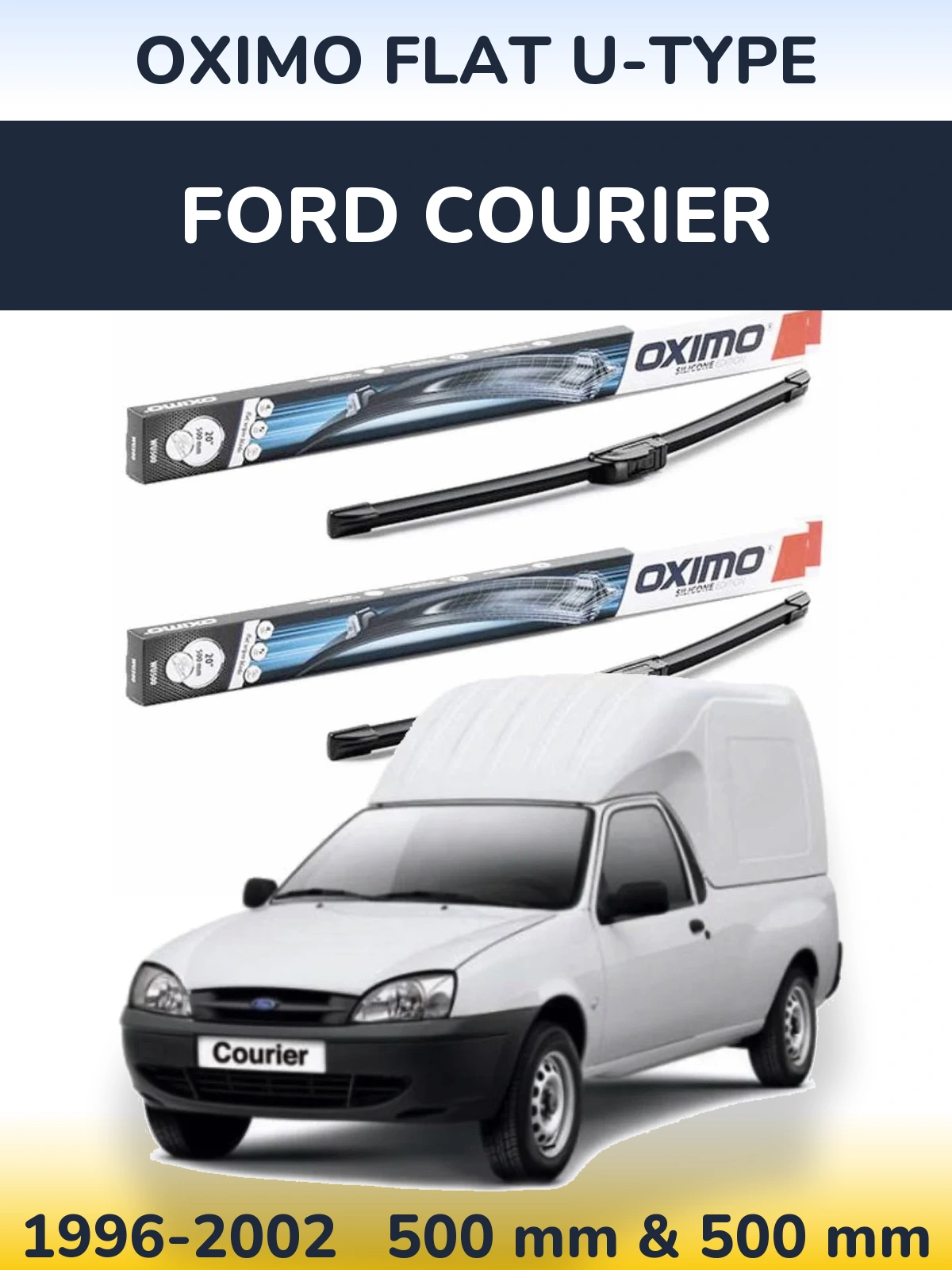 Комплект передних дворников Oximo Flat U-type 500 & 500 мм для Ford Courier 1996-2002