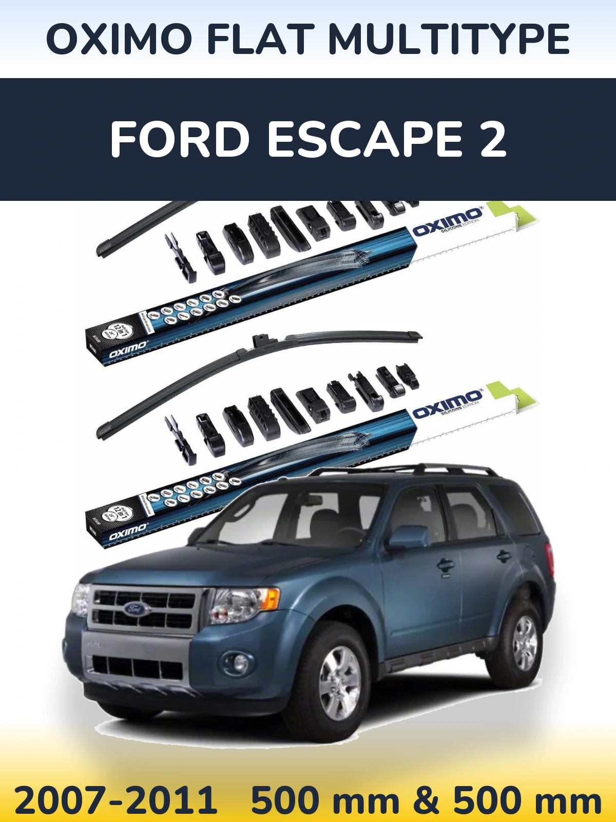 Комплект передних дворников Oximo Flat MultiТипe 500 & 500 мм для Ford Escape 2 2007-2011