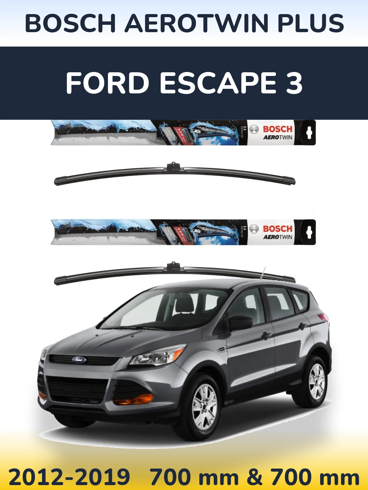 Комплект передних дворников BOSCH AeroTwin Plus 700 & 700 мм для Ford Escape 3 2012-2019