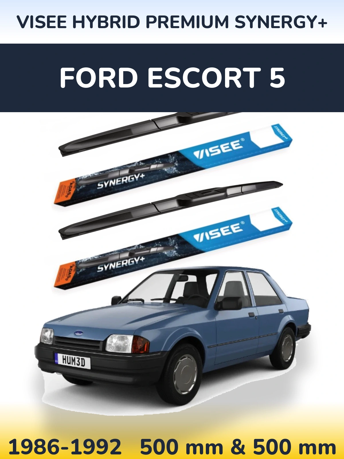 Комплект передніх щіток VISEE HYBRID PREMIUM SYNERGY+ 500 & 500 мм для Ford Escort 5 1986-1992