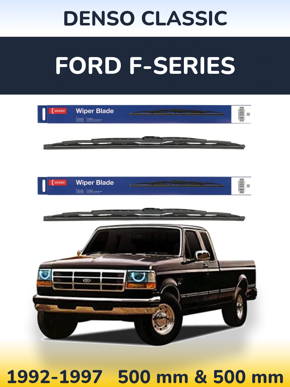 Komplet przednich wycieraczek Denso Classic 500 & 500 mm do Ford F-series 1992-1997